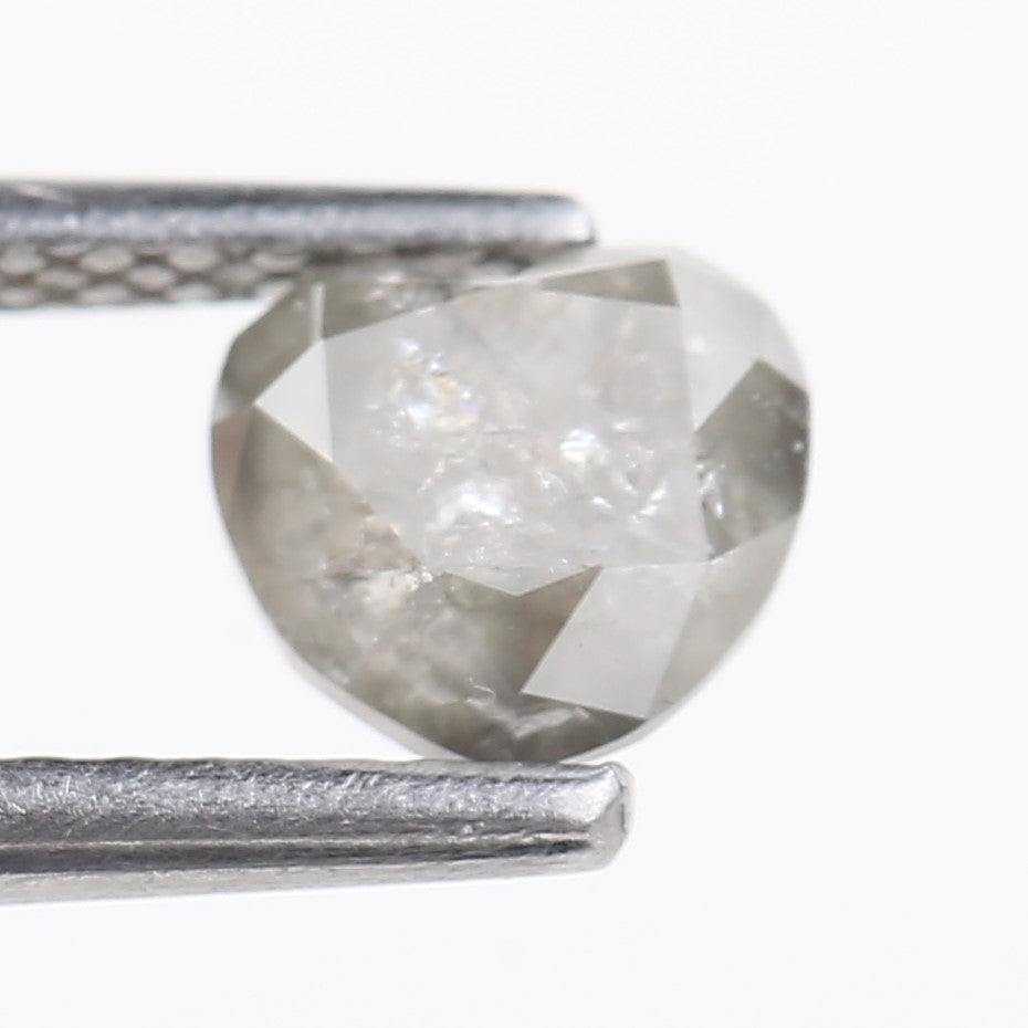 0.90 Carat Natural Light Gray Heart Salt And Pepper Diamond 5 MM