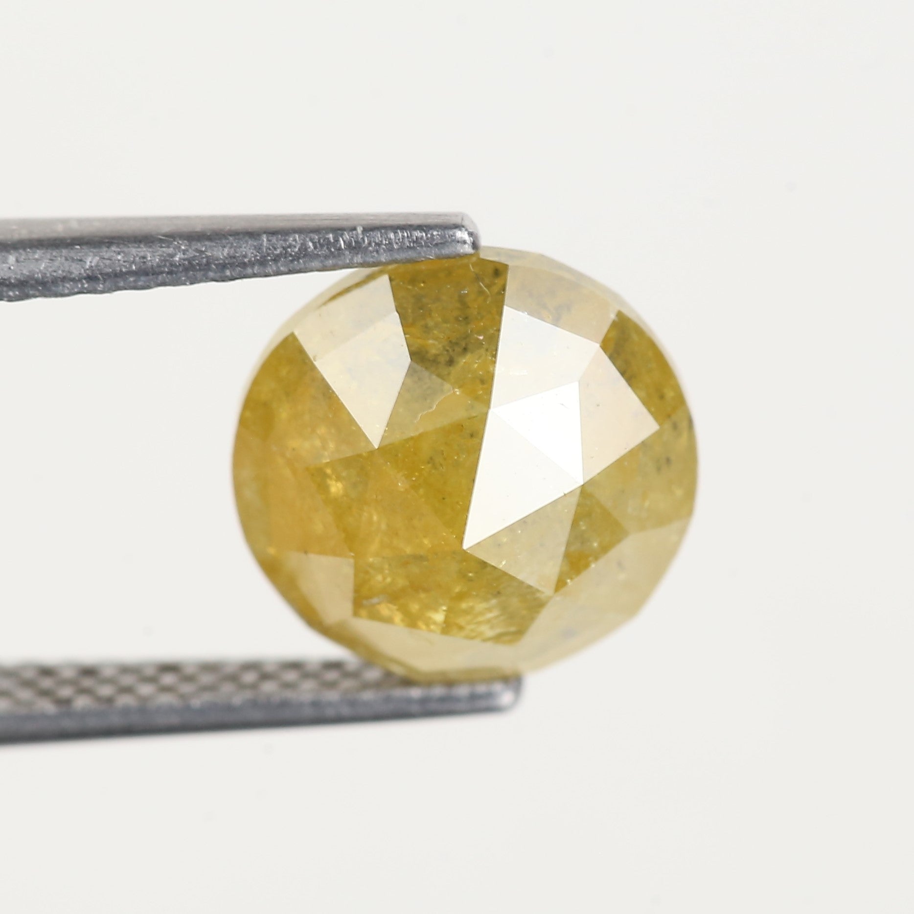 3.60 Carat Yellow Round Rose cut Salt and Pepper Diamond 9.10 MM