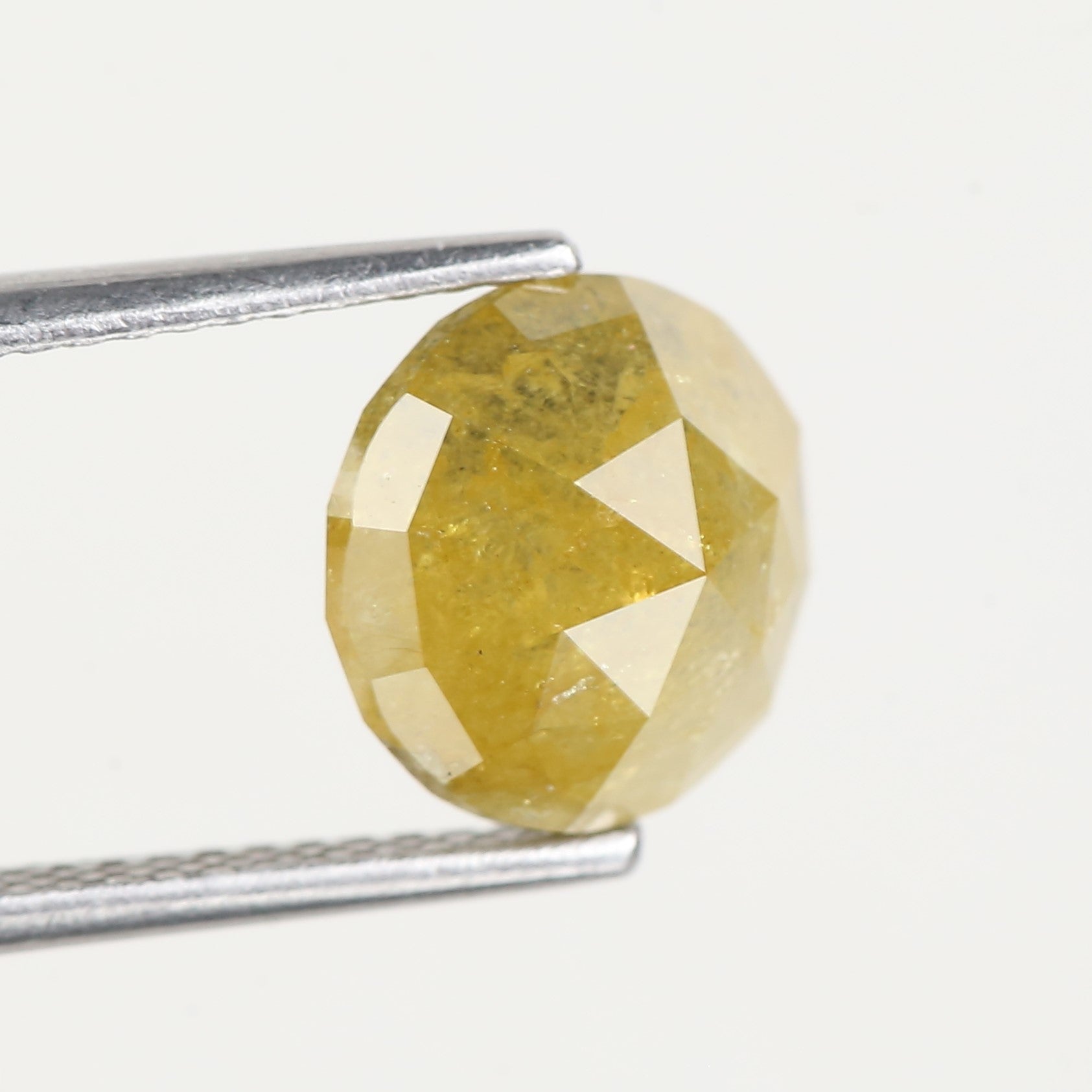 3.60 Carat Yellow Round Rose cut Salt and Pepper Diamond 9.10 MM