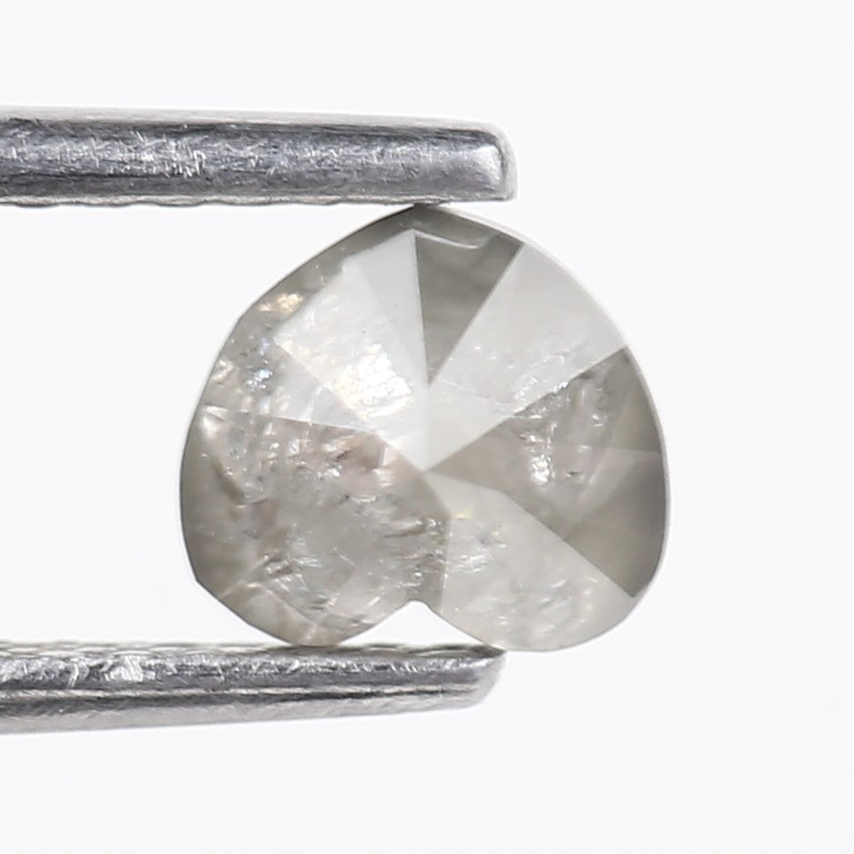 0.90 Carat Natural Light Gray Heart Salt And Pepper Diamond 5 MM