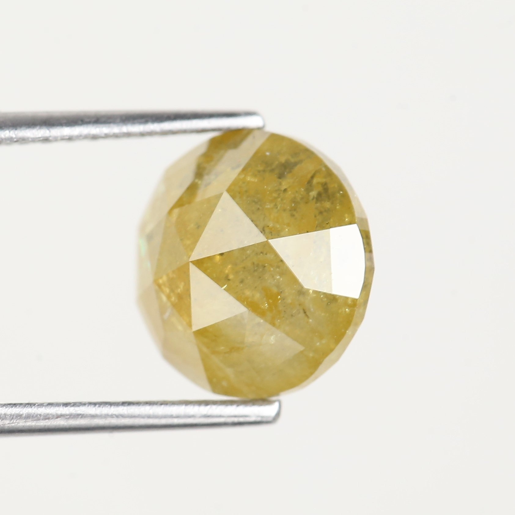 3.60 Carat Yellow Round Rose cut Salt and Pepper Diamond 9.10 MM
