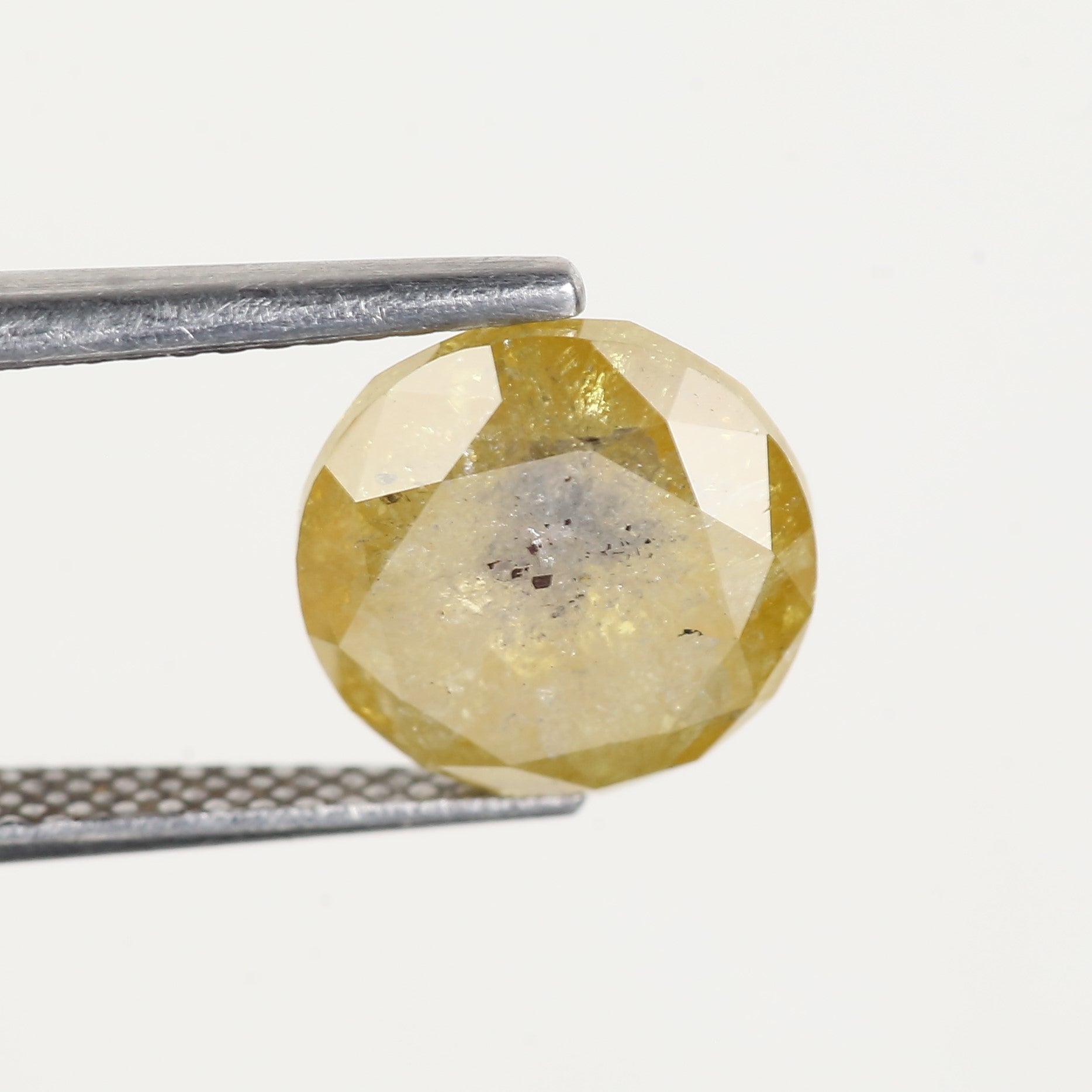3.60 Carat Yellow Round Rose cut Salt and Pepper Diamond 9.10 MM