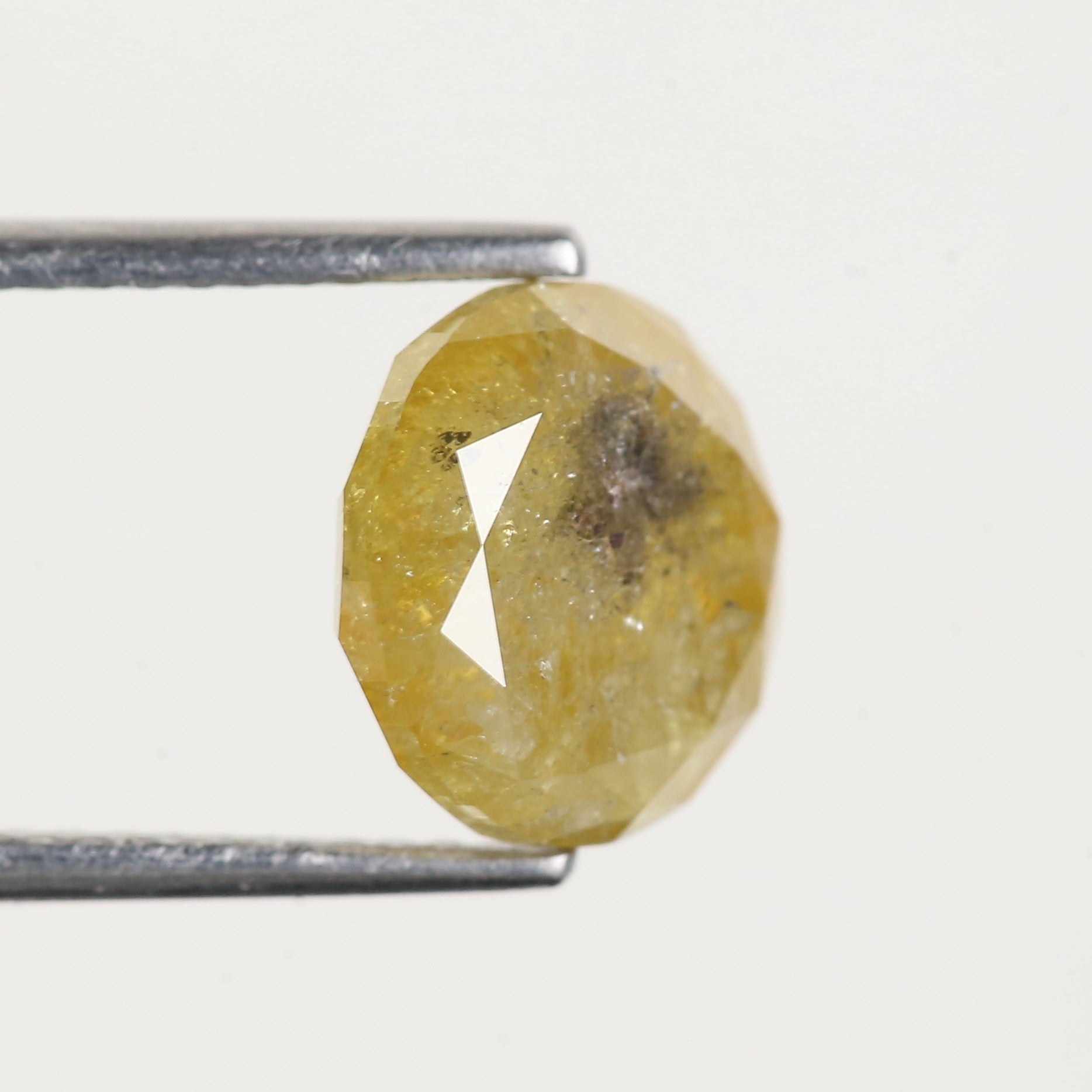 3.60 Carat Yellow Round Rose cut Salt and Pepper Diamond 9.10 MM