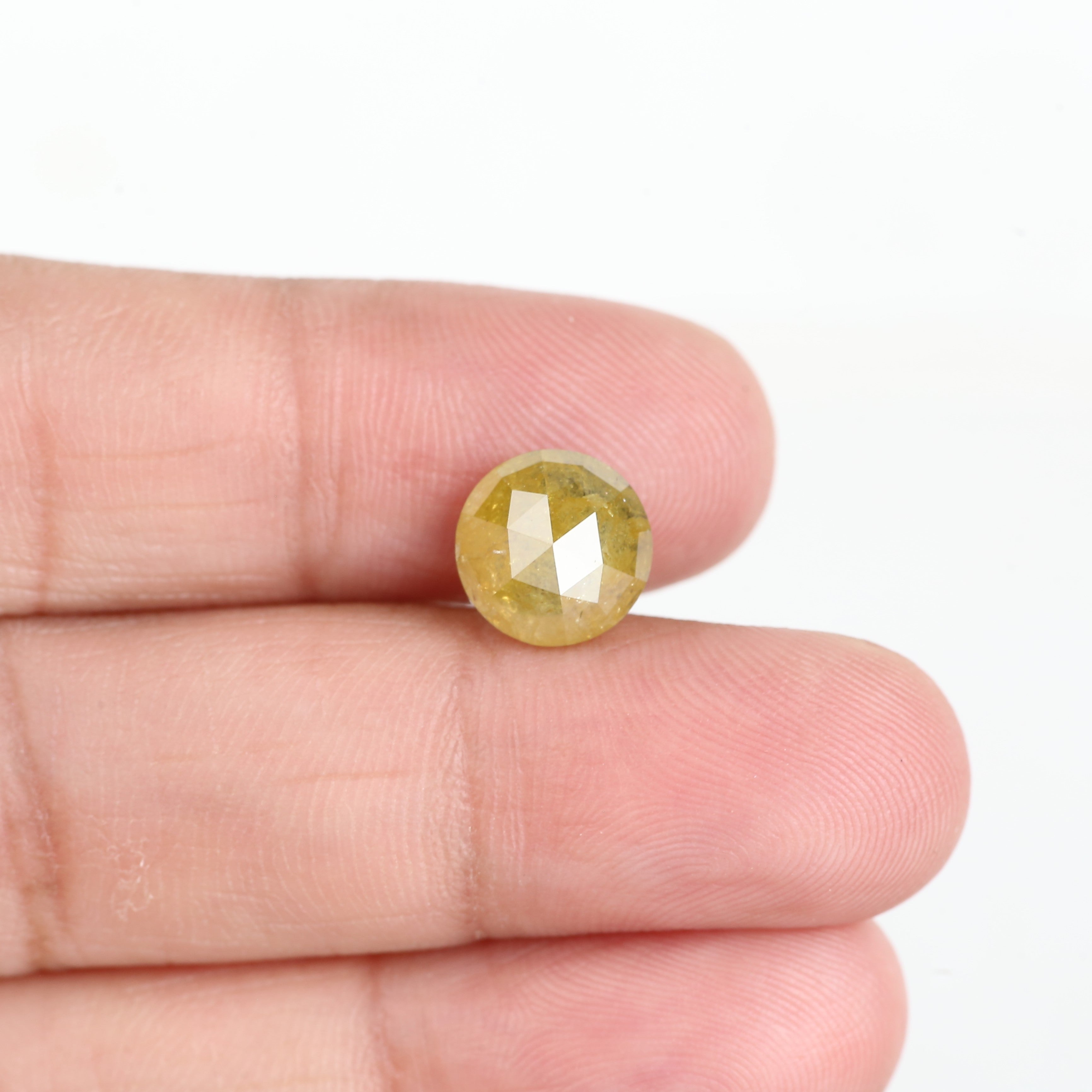 3.60 Carat Yellow Round Rose cut Salt and Pepper Diamond 9.10 MM