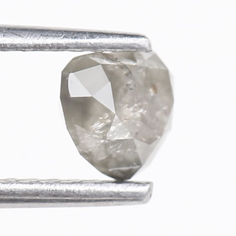 0.90 Carat Natural Light Gray Heart Salt And Pepper Diamond 5 MM