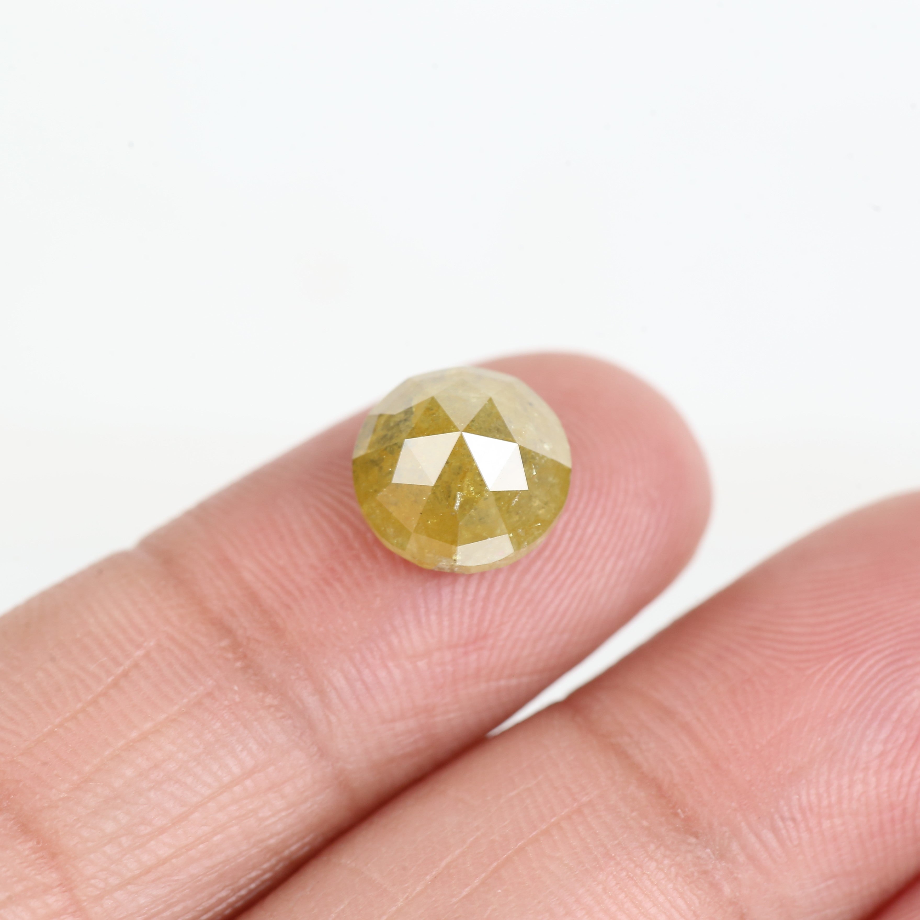 3.60 Carat Yellow Round Rose cut Salt and Pepper Diamond 9.10 MM