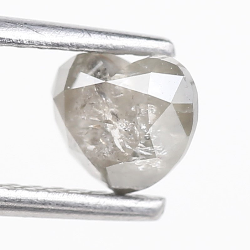 0.90 Carat Natural Light Gray Heart Salt And Pepper Diamond 5 MM