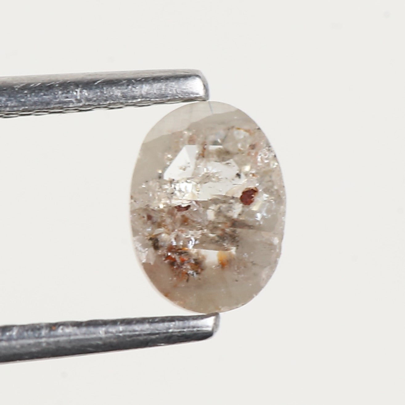 0.34 Carat Natural Gray Oval Rose Cut Salt and Pepper Diamond 5.80 MM