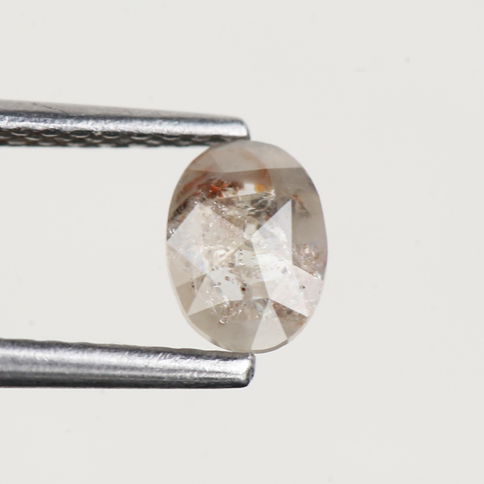 0.34 Carat Natural Gray Oval Rose Cut Salt and Pepper Diamond 5.80 MM