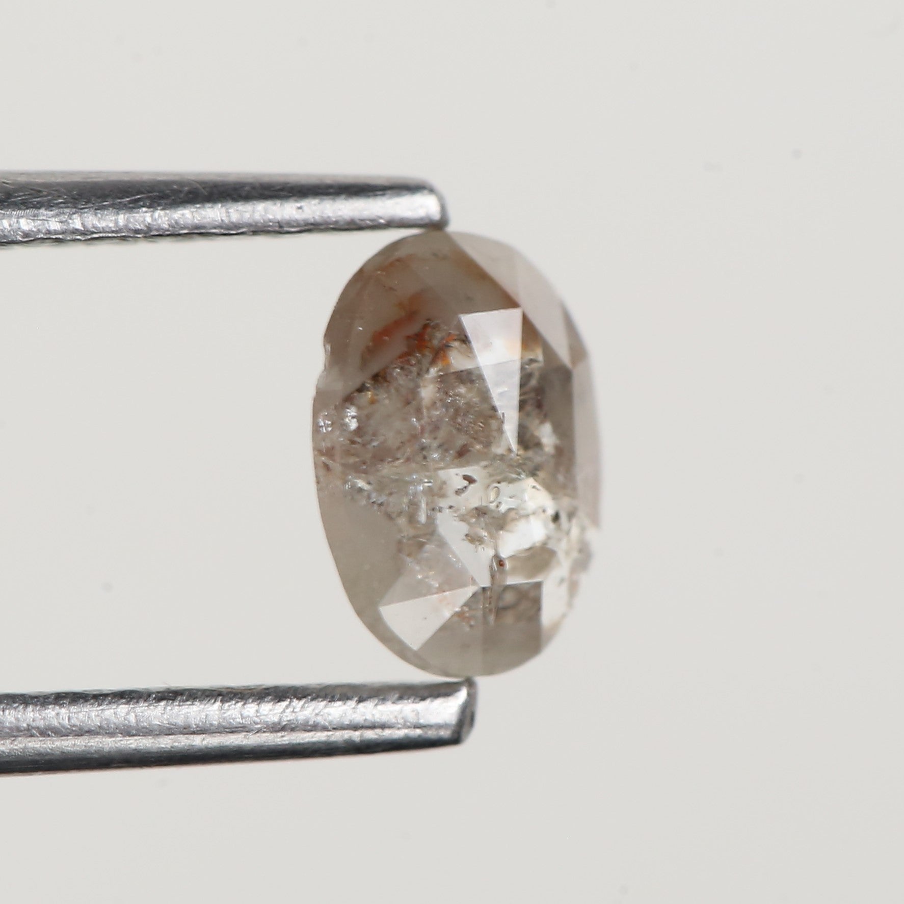 0.34 Carat Natural Gray Oval Rose Cut Salt and Pepper Diamond 5.80 MM