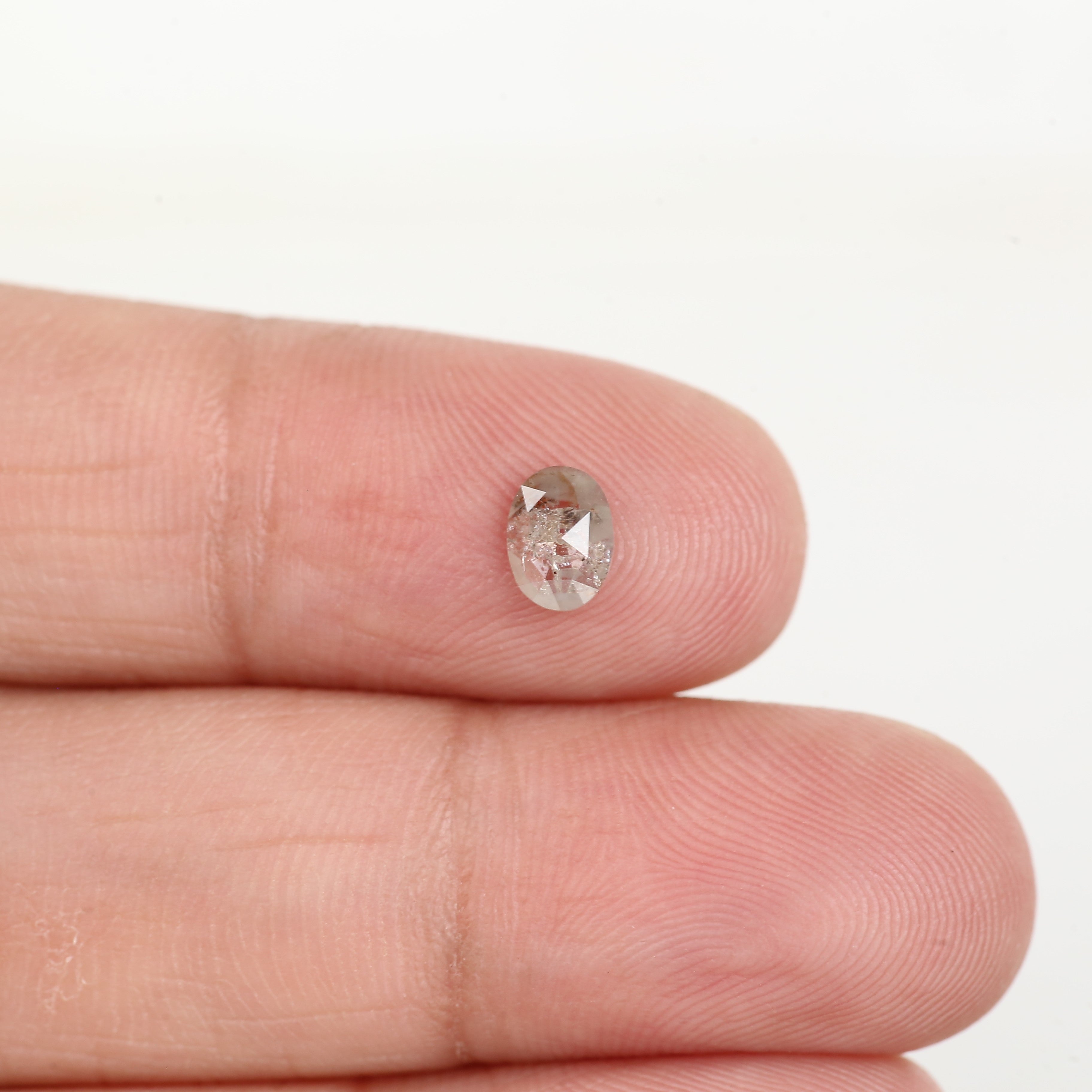 0.34 Carat Natural Gray Oval Rose Cut Salt and Pepper Diamond 5.80 MM