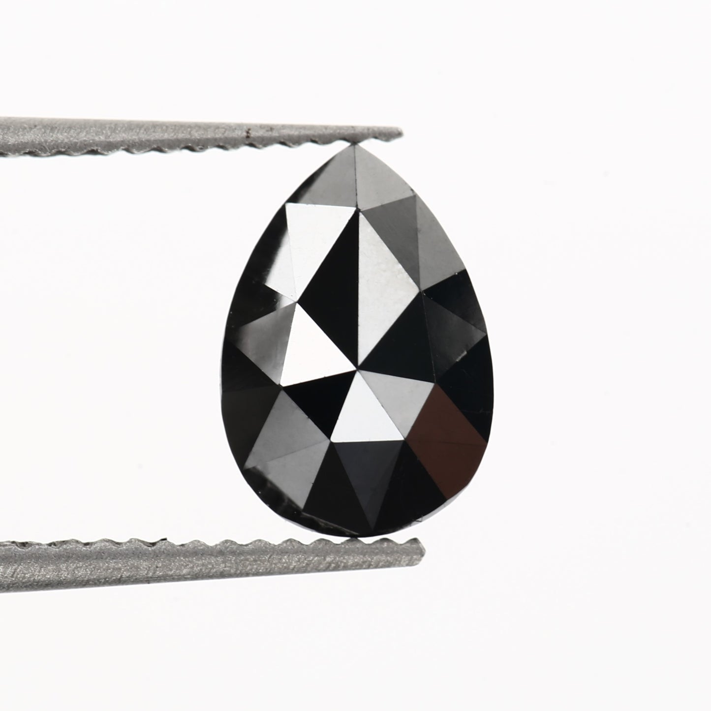 pear rose cut black natural diamond