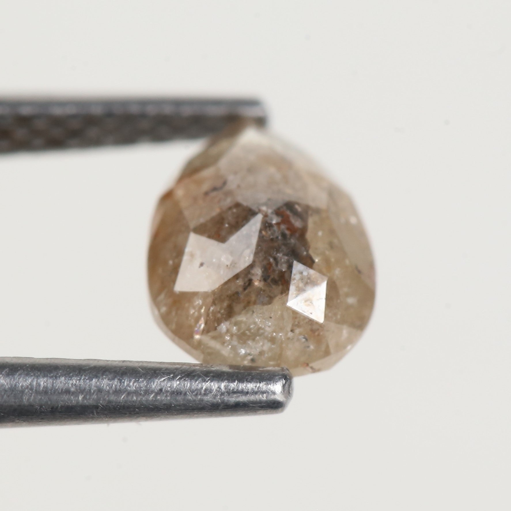 0.81 Carat Natural Pear Rose cut Salt and Pepper Diamond 7.30 MM