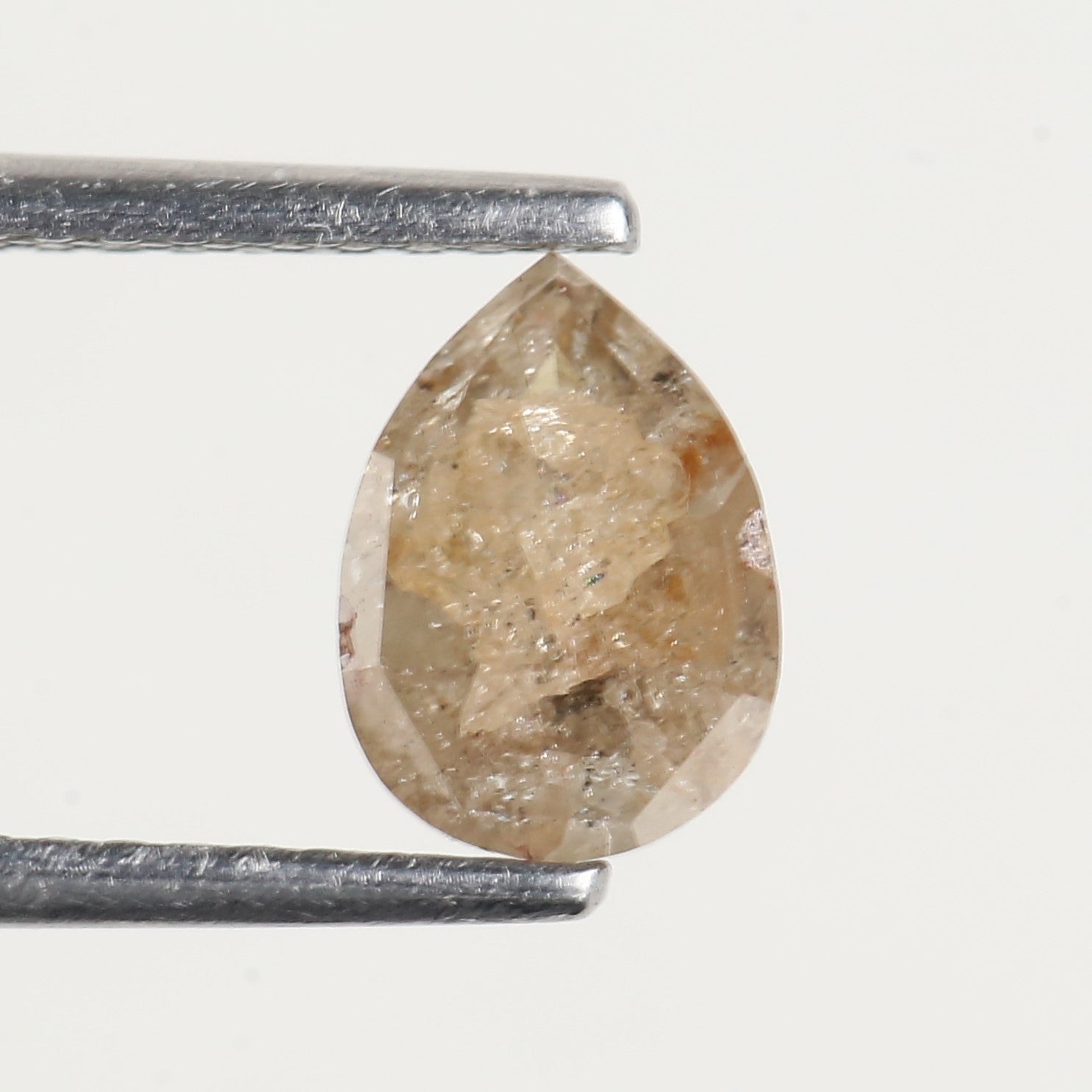 0.81 Carat Natural Pear Rose cut Salt and Pepper Diamond 7.30 MM