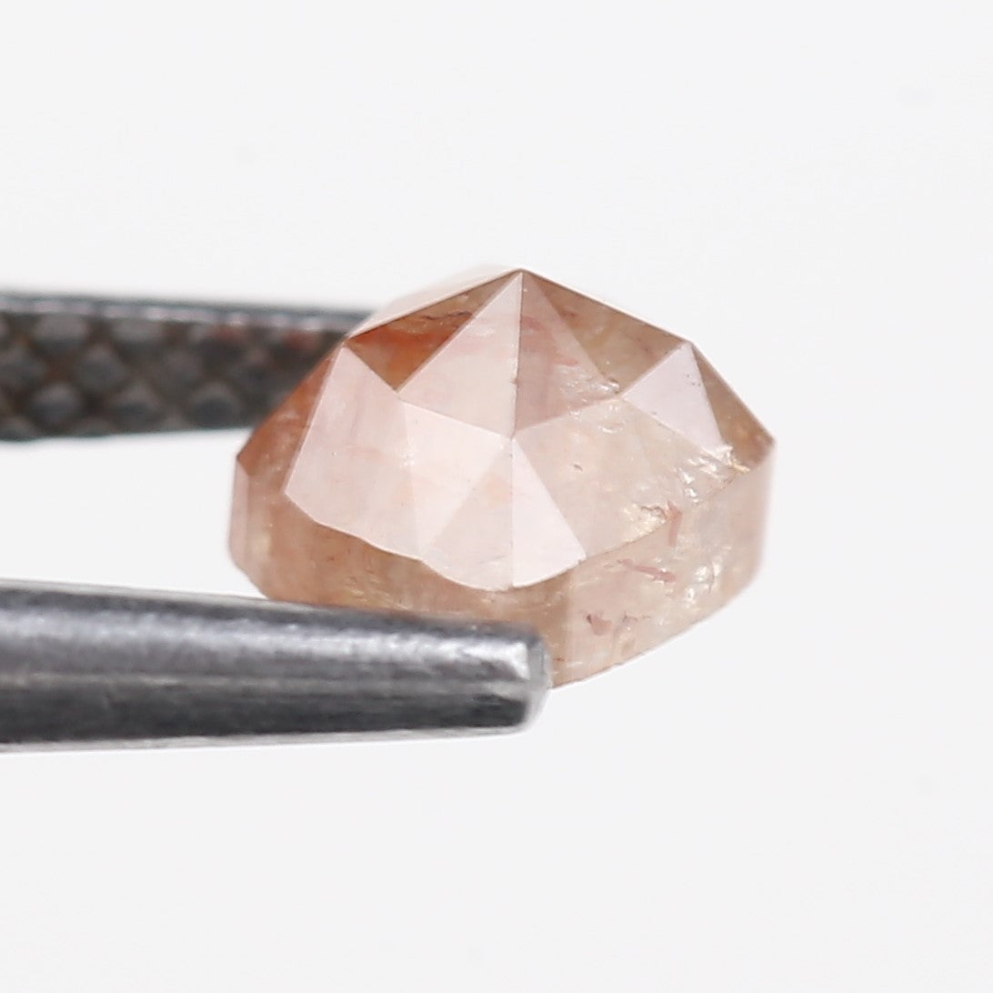 0.78 Carat Natural Peach Orange Cushion Cut Salt And Pepper Diamond 4.67 MM