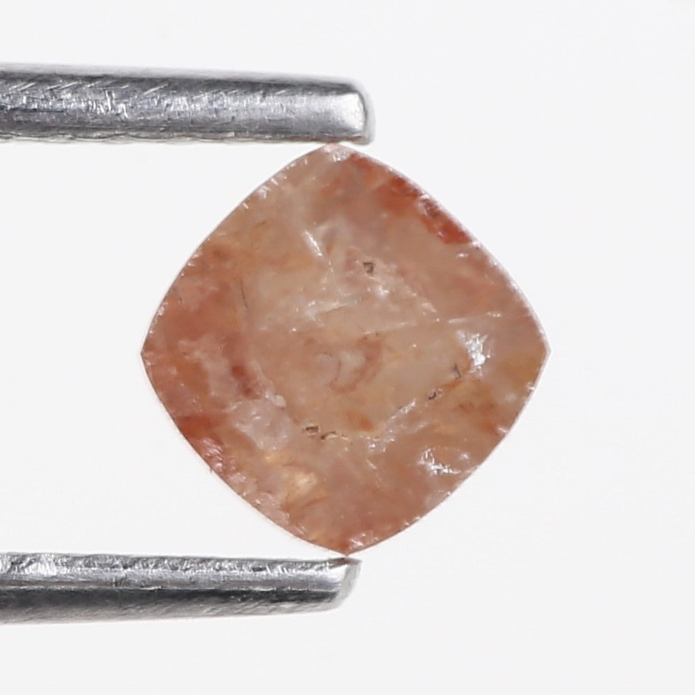 0.78 Carat Natural Peach Orange Cushion Cut Salt And Pepper Diamond 4.67 MM