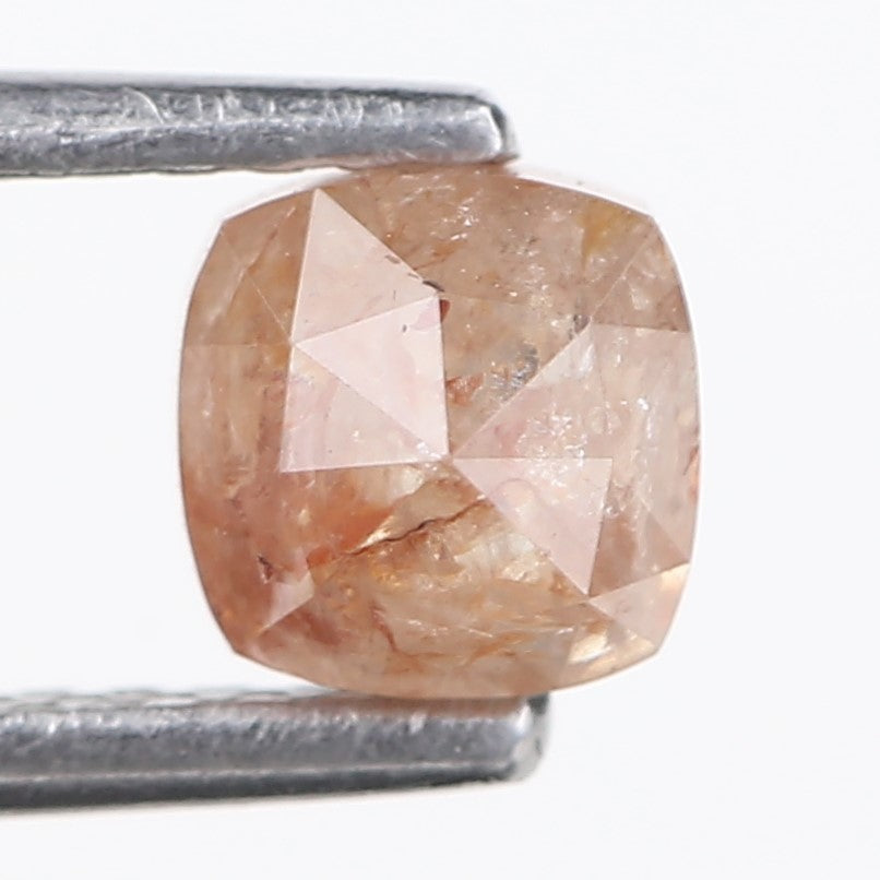 0.78 Carat Natural Peach Orange Cushion Cut Salt And Pepper Diamond 4.67 MM
