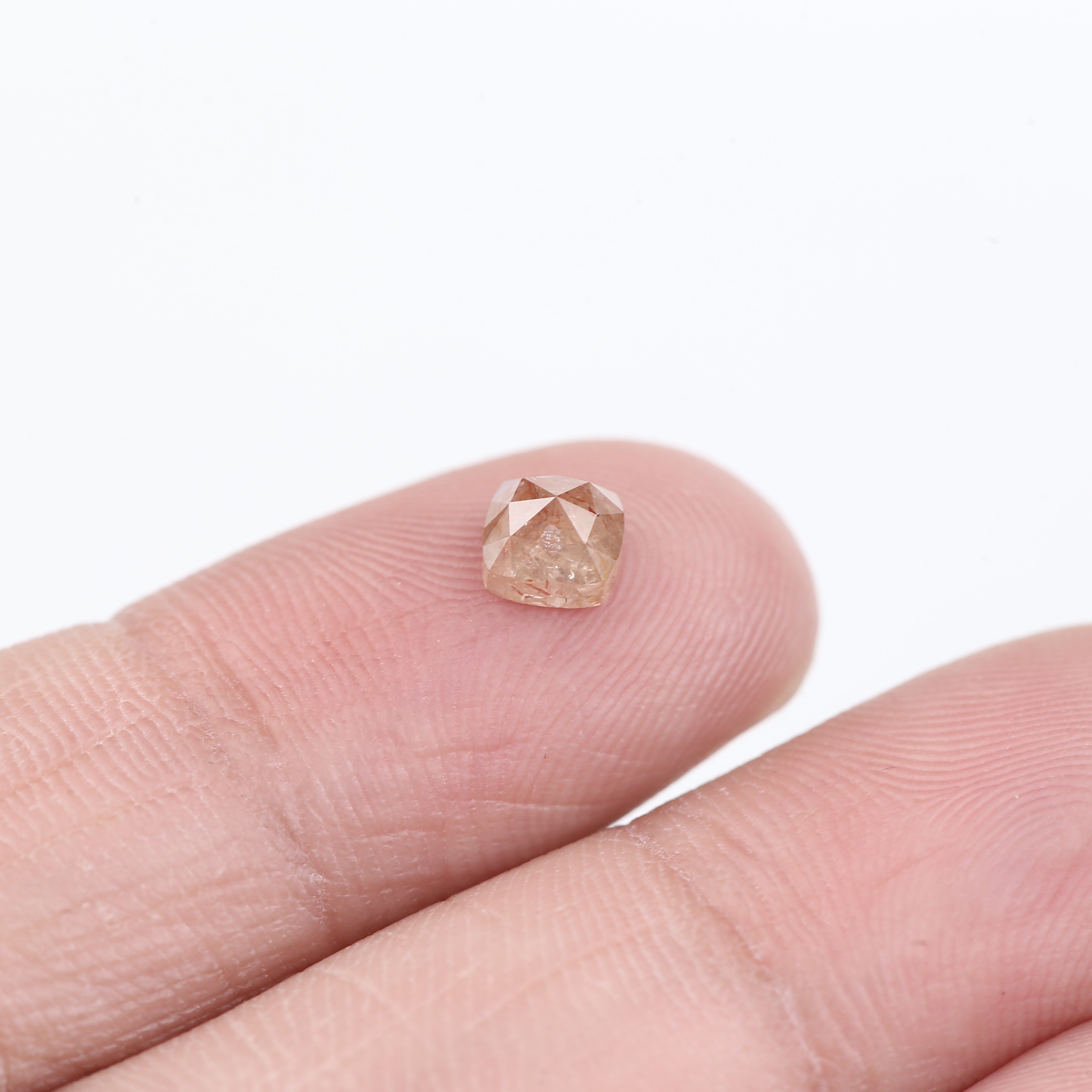 0.78 Carat Natural Peach Orange Cushion Cut Salt And Pepper Diamond 4.67 MM