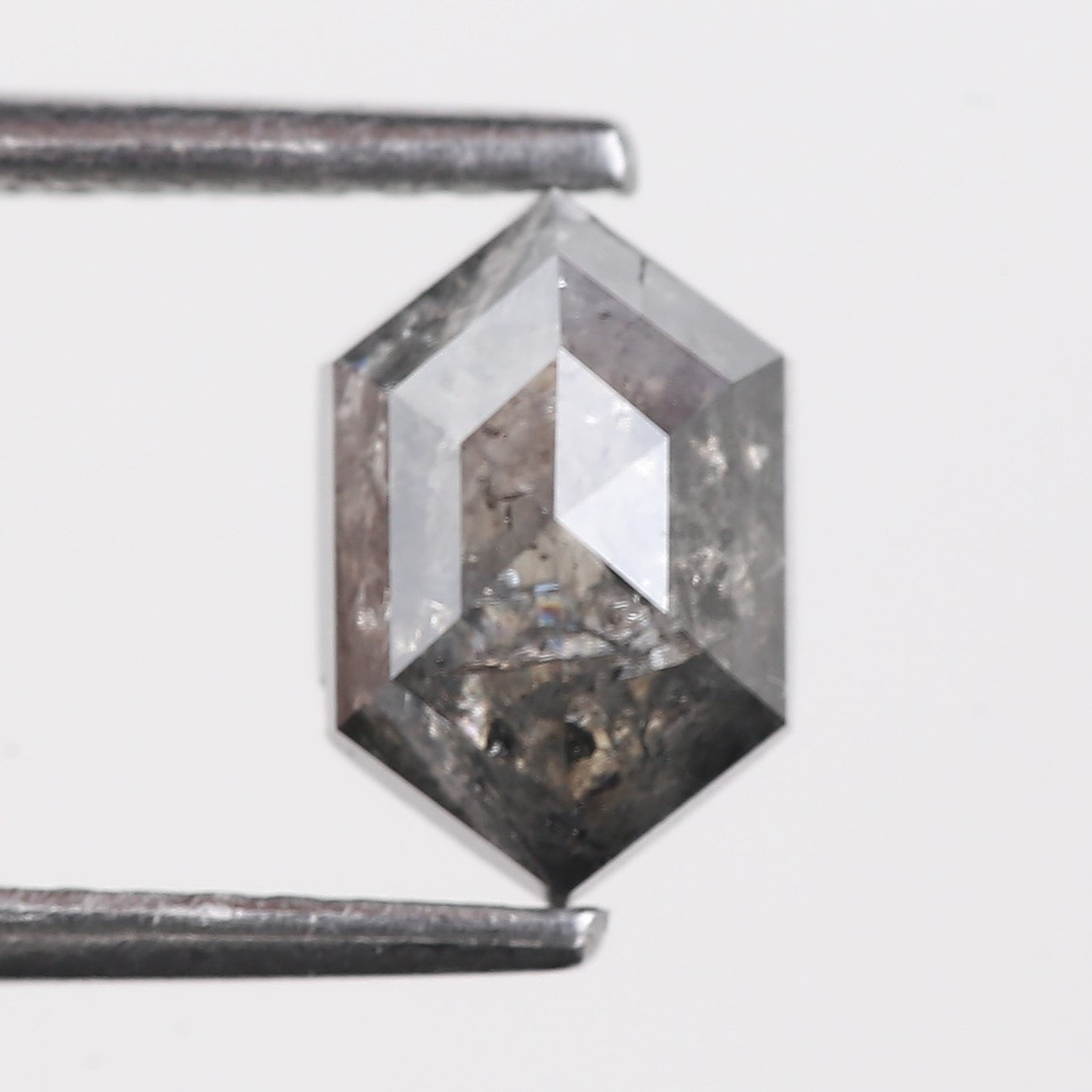 1.53 Carat Natural Salt And Pepper Hex Cut Diamond 7.86 MM