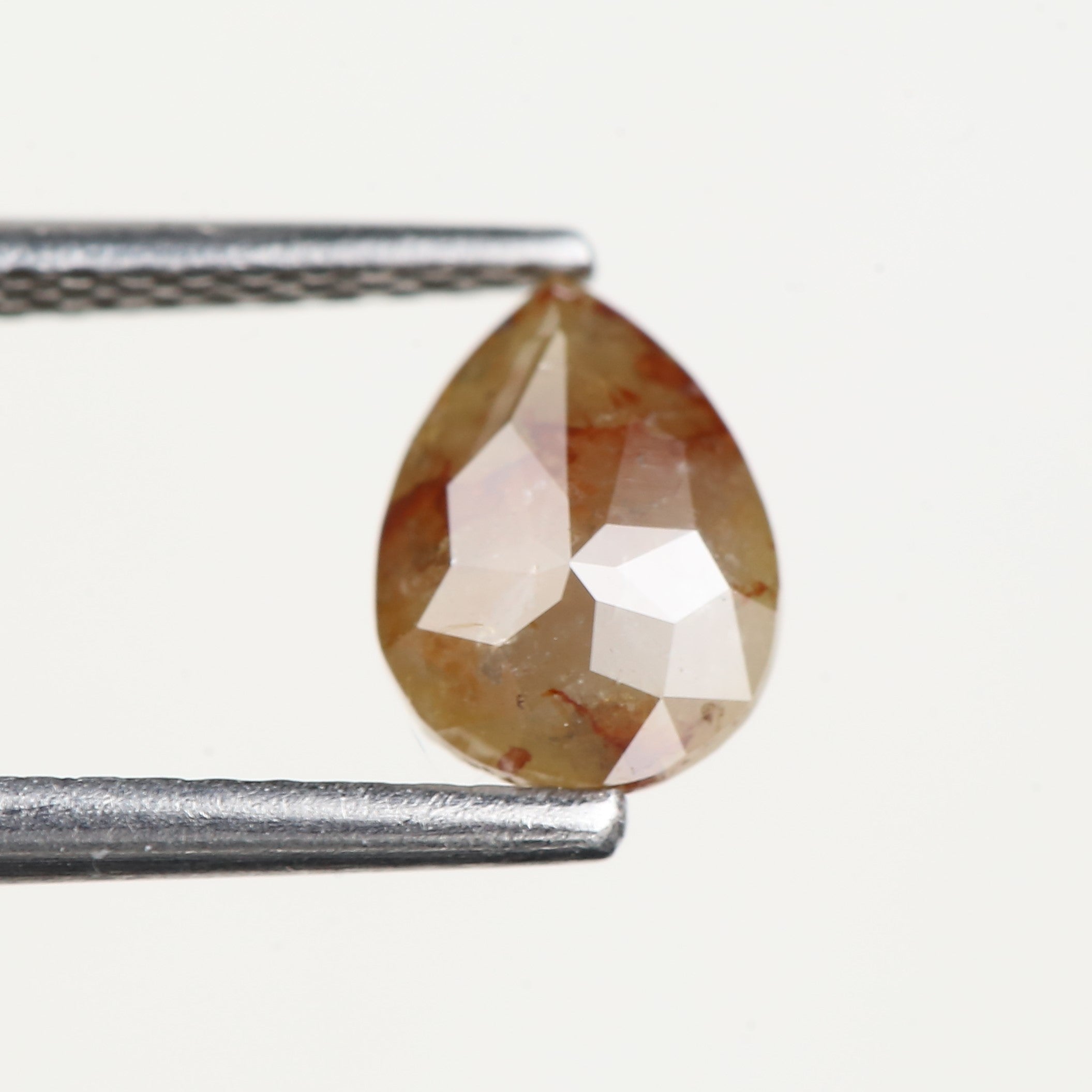 0.86 Ct Natural Pear Orange Yellow Salt and Pepper Diamond 7.4 MM