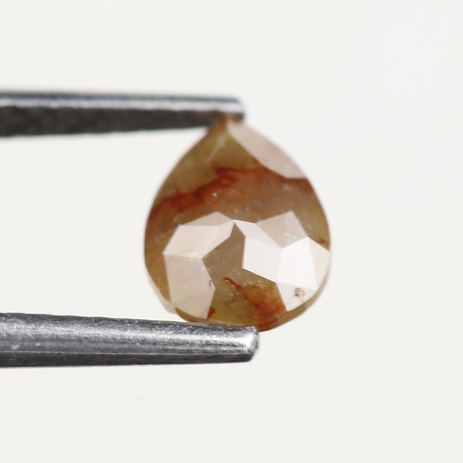 0.86 Ct Natural Pear Orange Yellow Salt and Pepper Diamond 7.4 MM