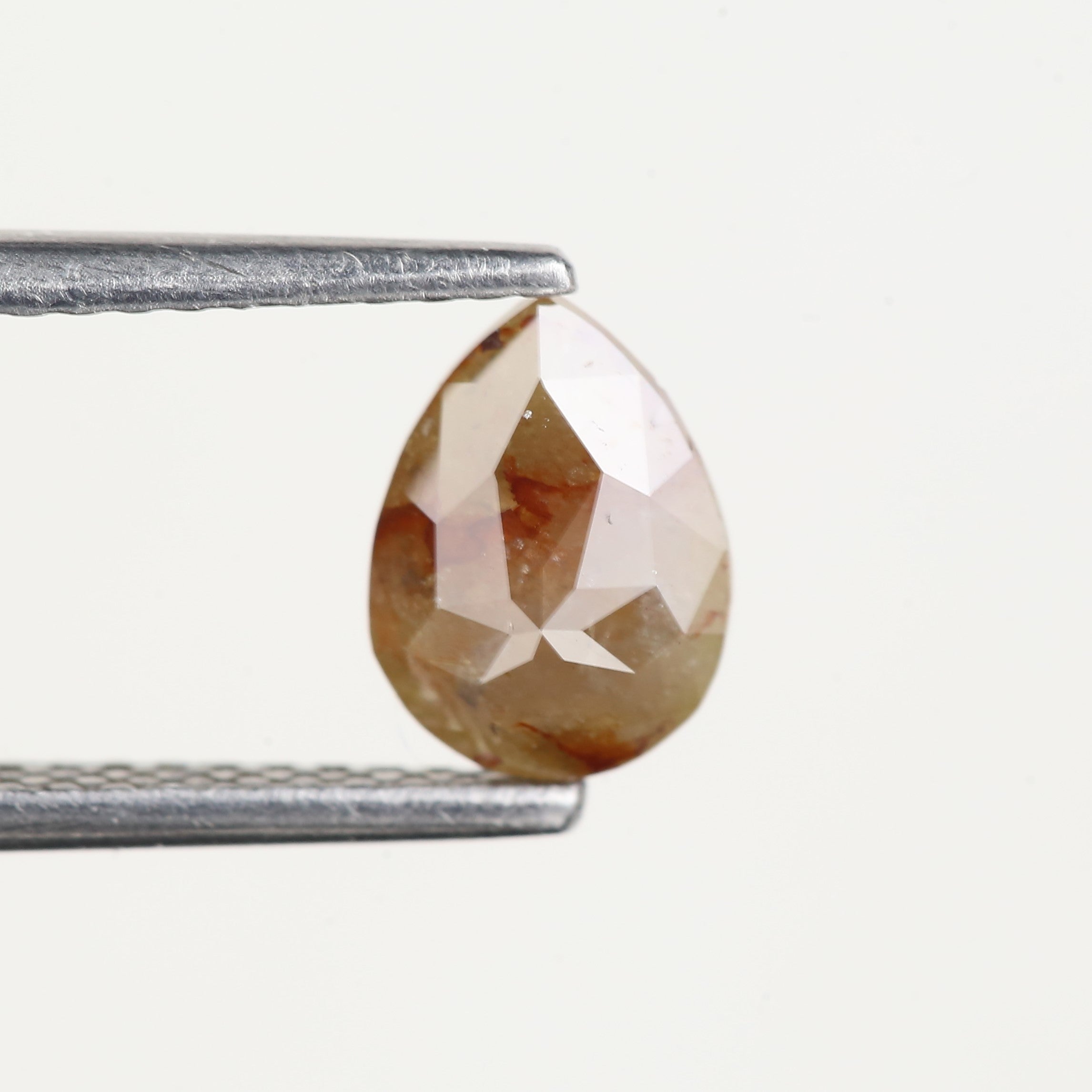 0.86 Ct Natural Pear Orange Yellow Salt and Pepper Diamond 7.4 MM