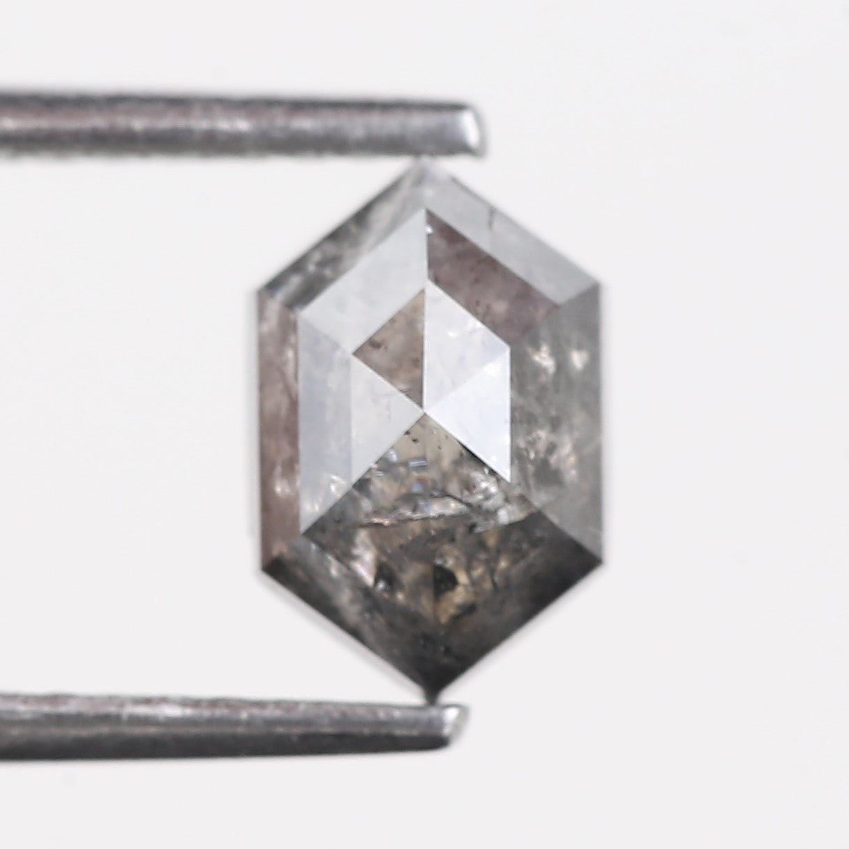 1.53 Carat Natural Salt And Pepper Hex Cut Diamond 7.86 MM