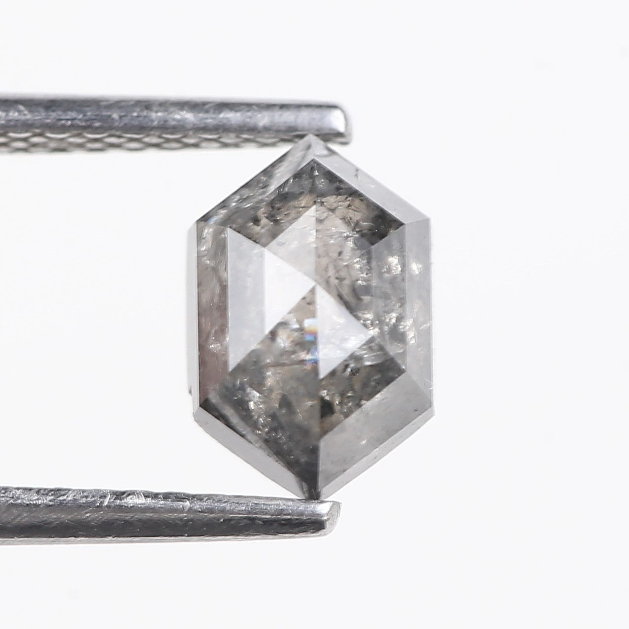 1.53 Carat Natural Salt And Pepper Hex Cut Diamond 7.86 MM