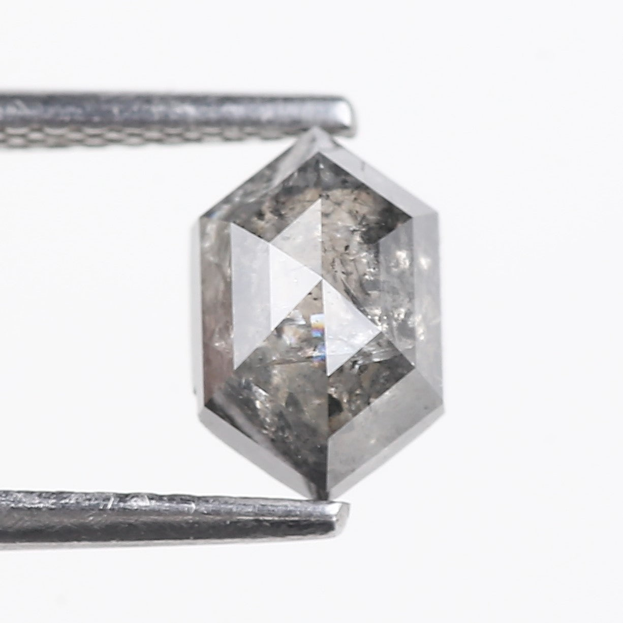 1.53 Carat Natural Salt And Pepper Hex Cut Diamond 7.86 MM
