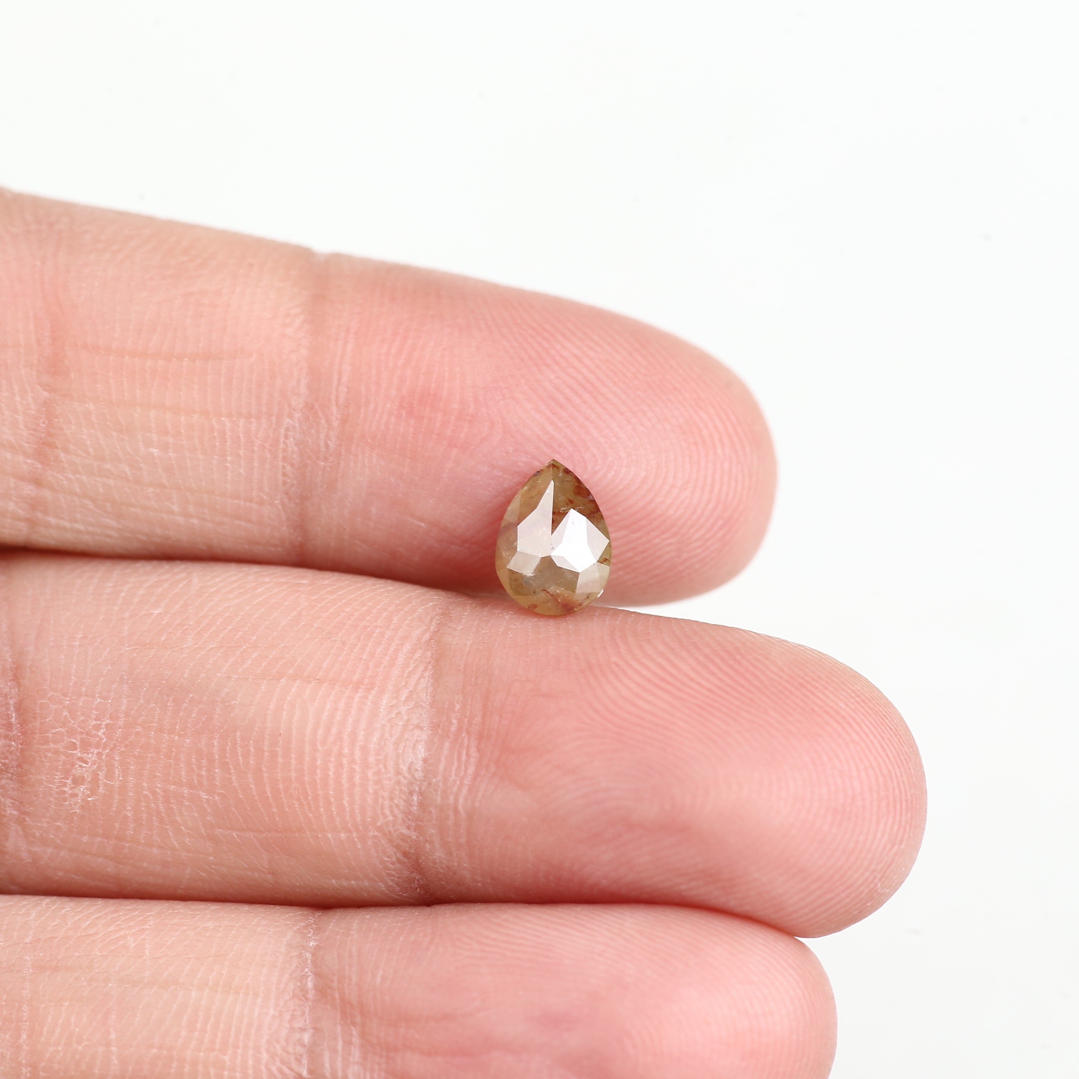 0.86 Ct Natural Pear Orange Yellow Salt and Pepper Diamond 7.4 MM