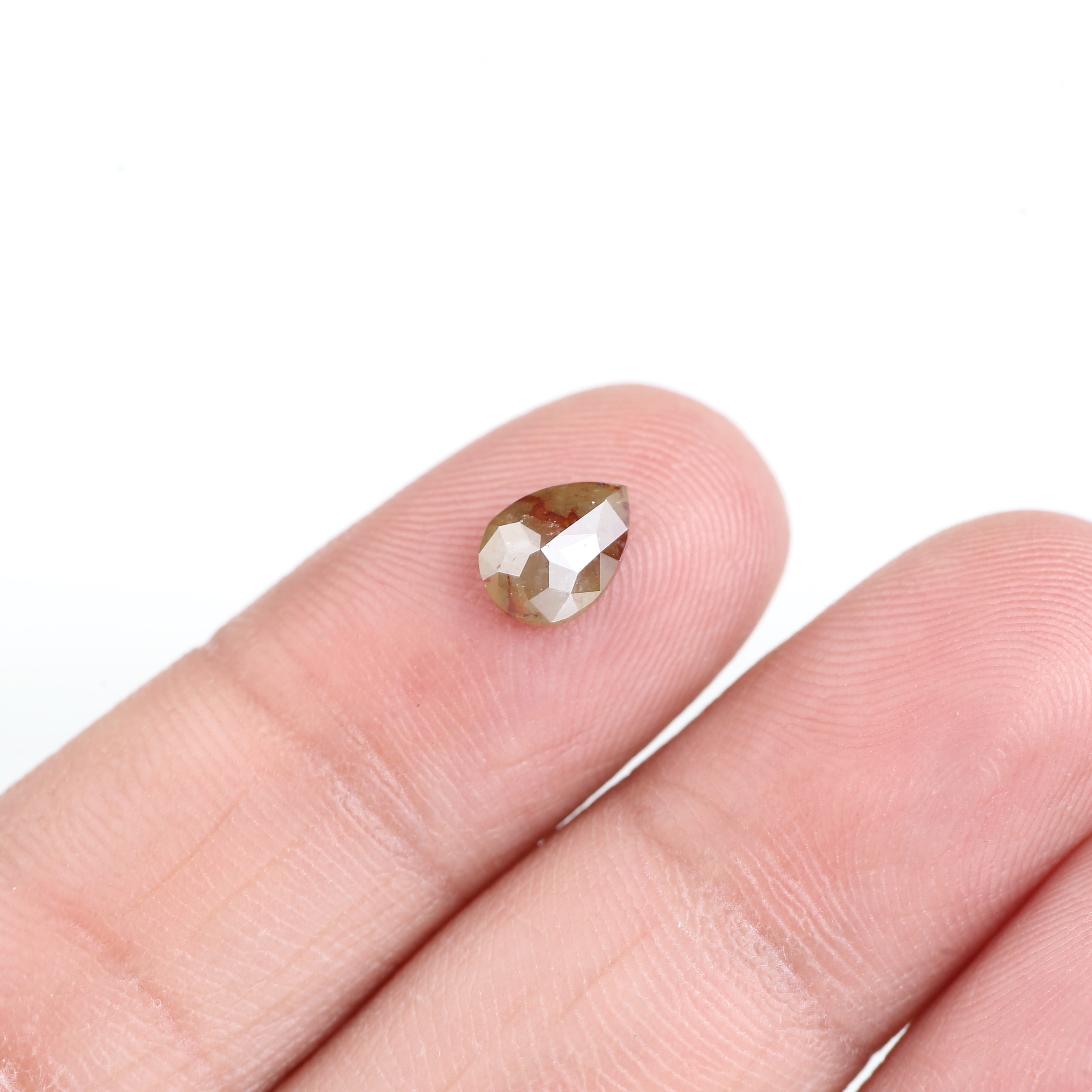0.86 Ct Natural Pear Orange Yellow Salt and Pepper Diamond 7.4 MM