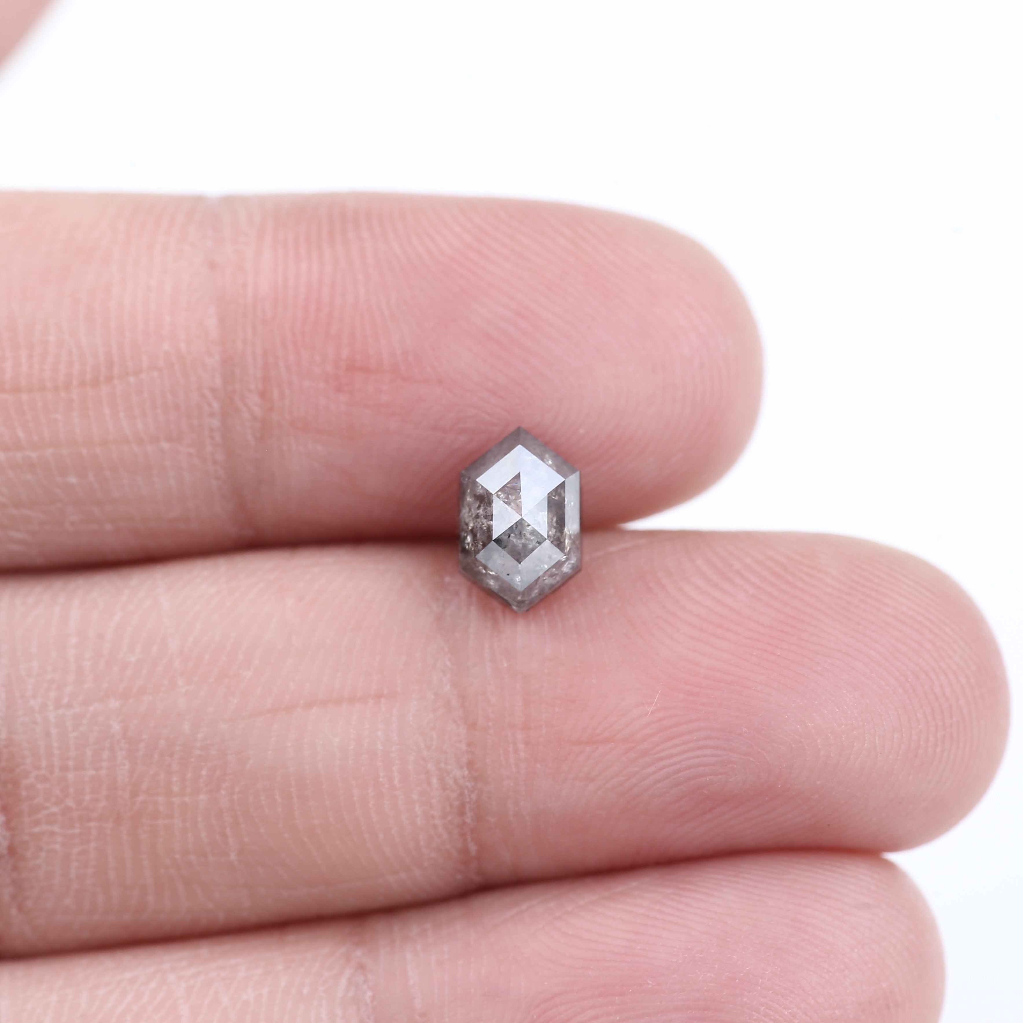 1.53 Carat Natural Salt And Pepper Hex Cut Diamond 7.86 MM