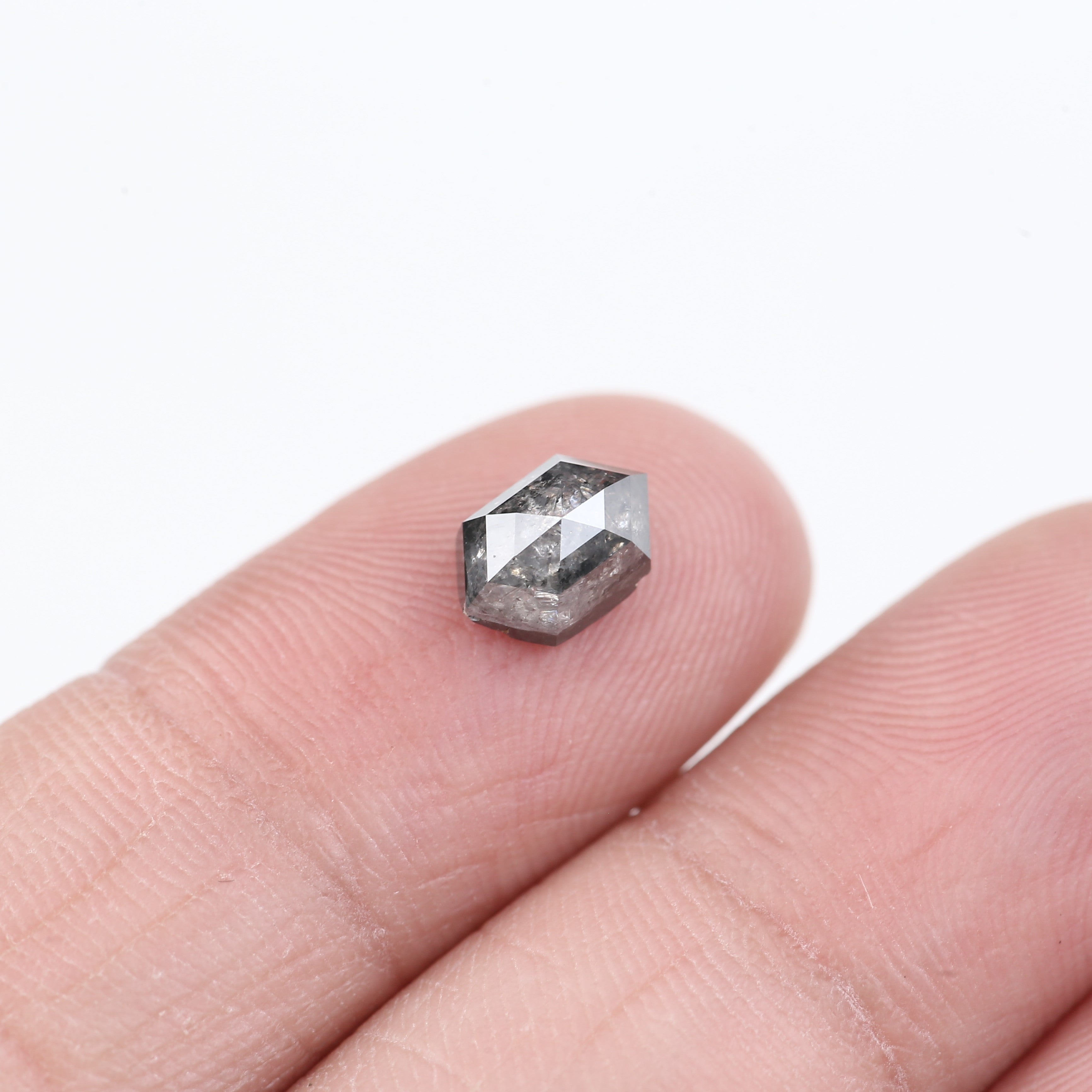 1.53 Carat Natural Salt And Pepper Hex Cut Diamond 7.86 MM