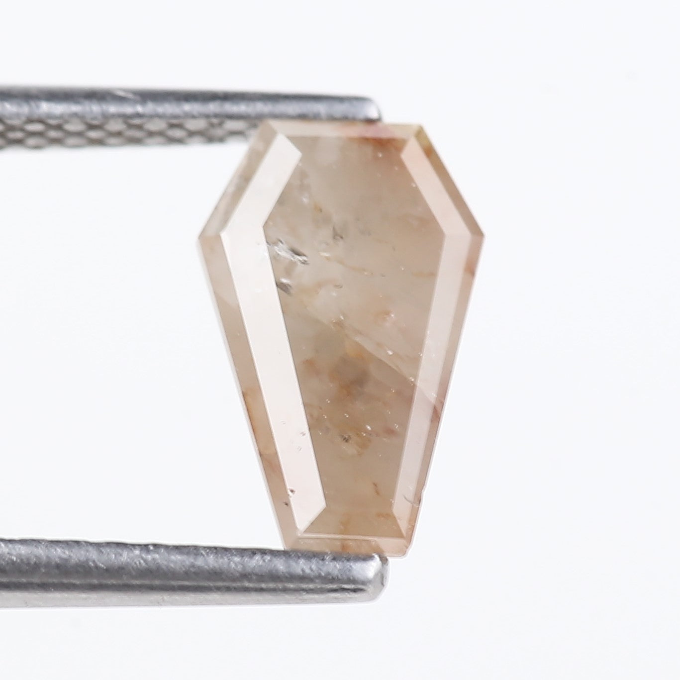 1.12 Carat Natural Salt And Pepper Light Peach Coffin Cut Diamond 9.09 MM