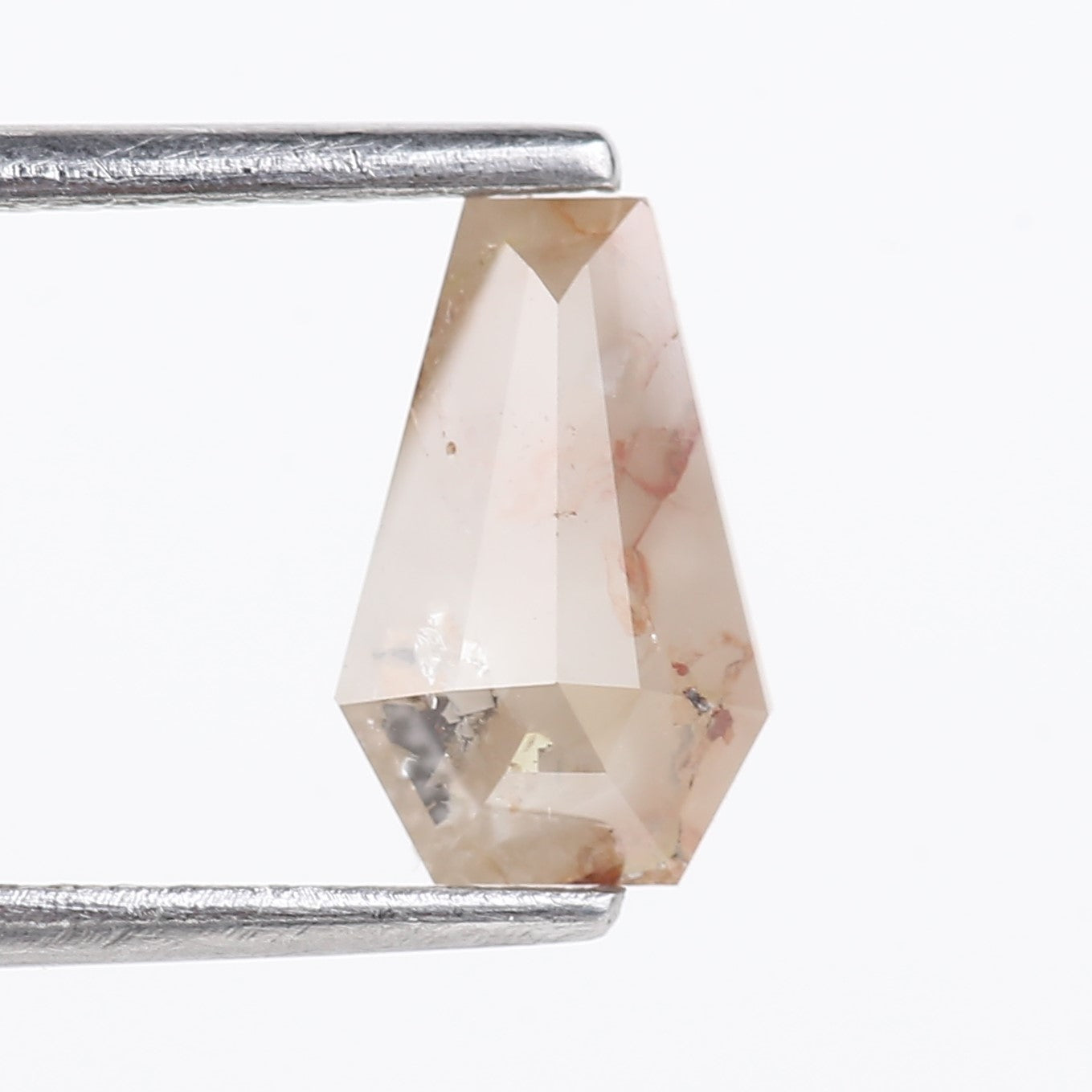1.12 Carat Natural Salt And Pepper Light Peach Coffin Cut Diamond 9.09 MM