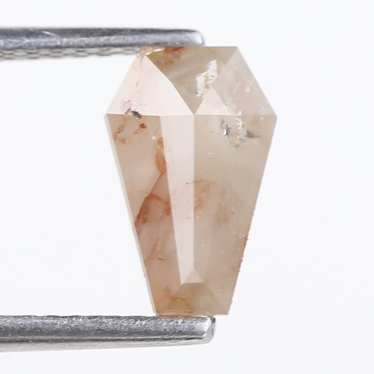 1.12 Carat Natural Salt And Pepper Light Peach Coffin Cut Diamond 9.09 MM