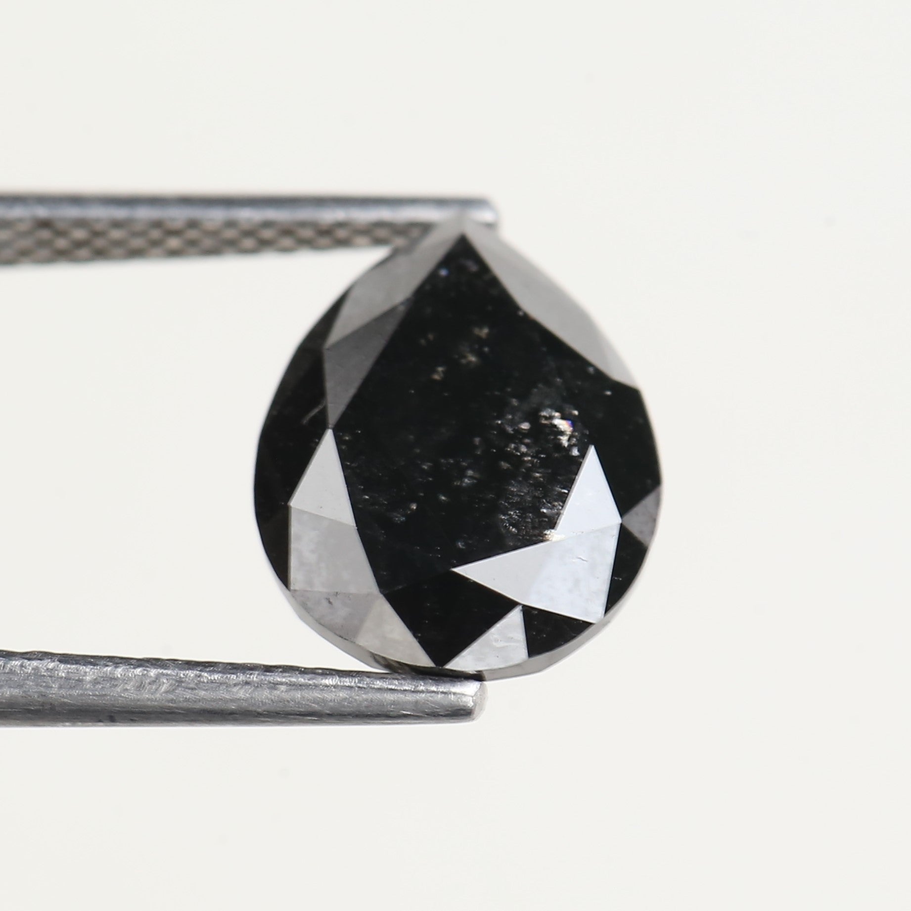 3.71 Carat Natural Pear Salt Pepper Black Diamond 11 MM