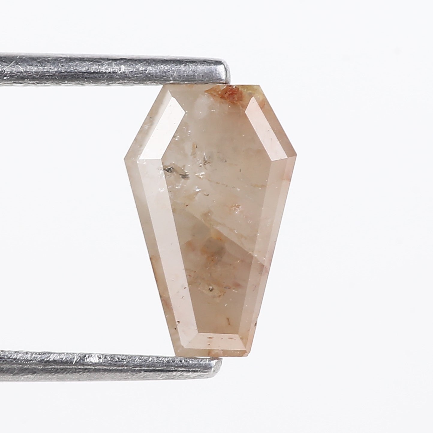 1.12 Carat Natural Salt And Pepper Light Peach Coffin Cut Diamond 9.09 MM