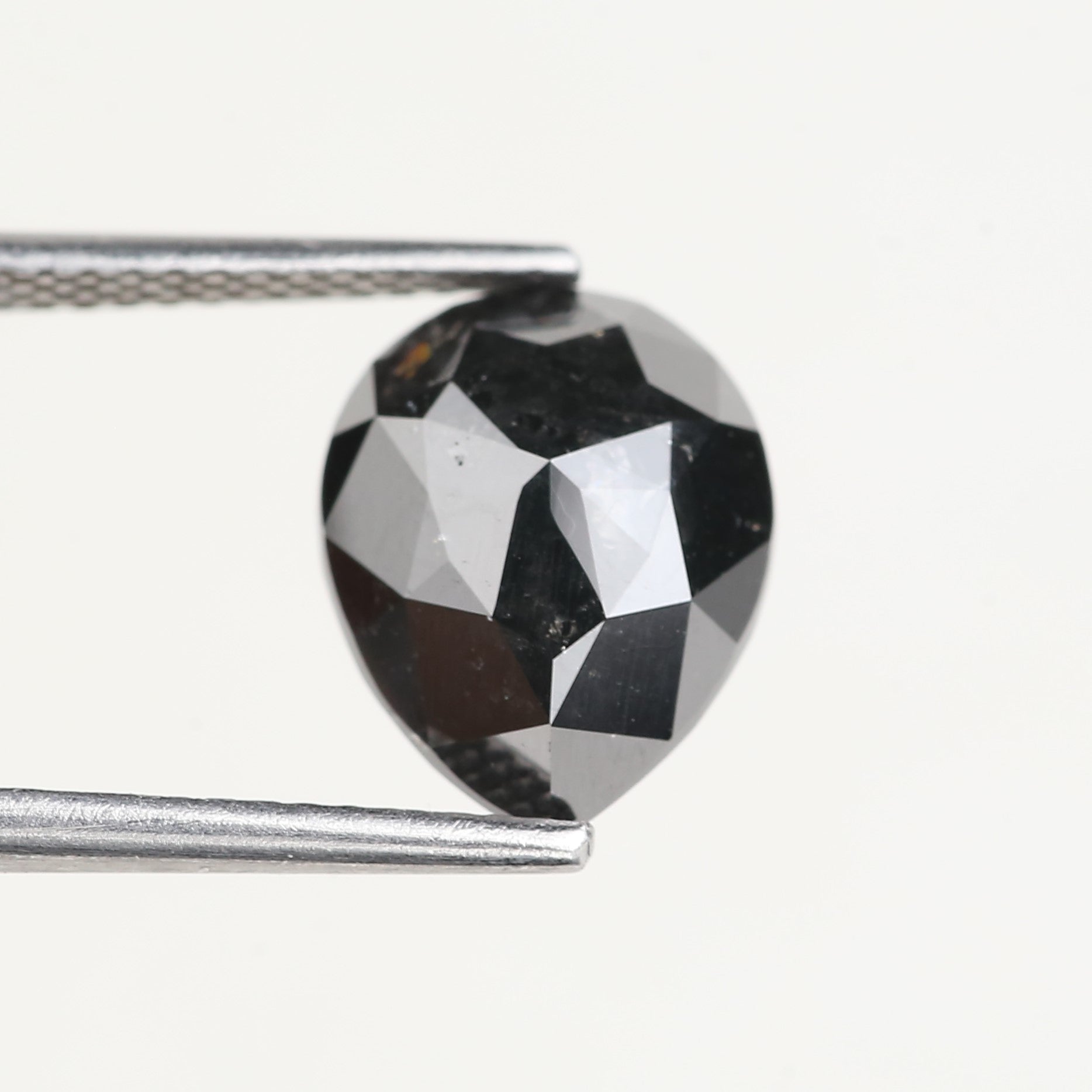 3.71 Carat Natural Pear Salt Pepper Black Diamond 11 MM