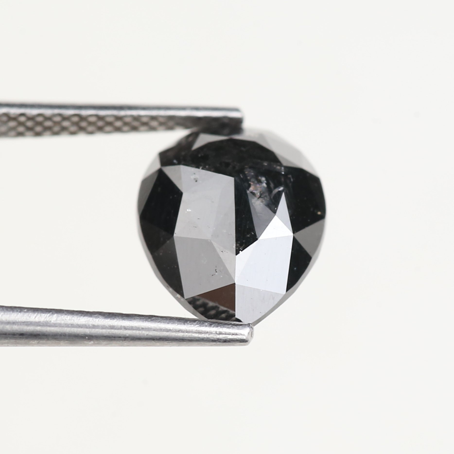 3.71 Carat Natural Pear Salt Pepper Black Diamond 11 MM