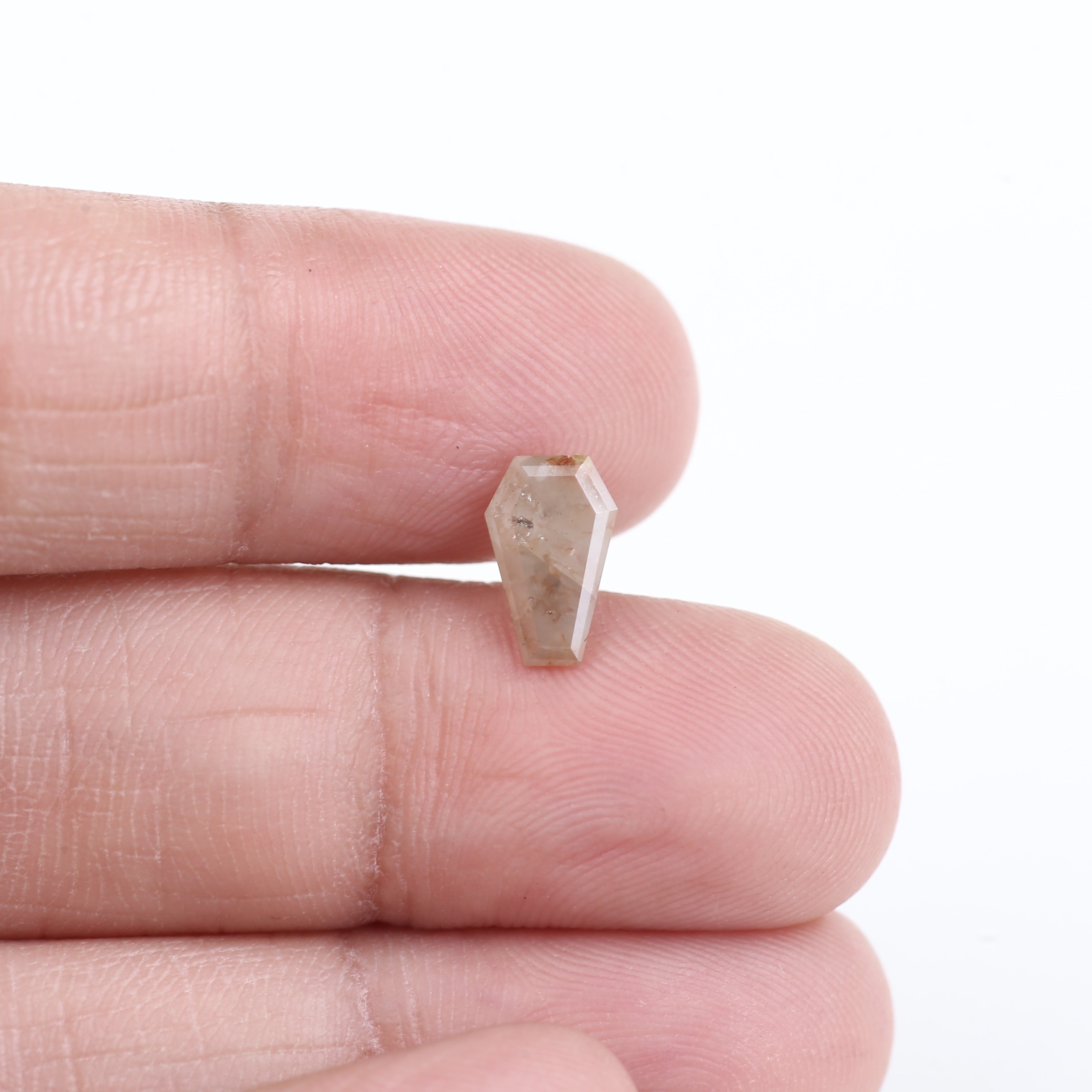 1.12 Carat Natural Salt And Pepper Light Peach Coffin Cut Diamond 9.09 MM
