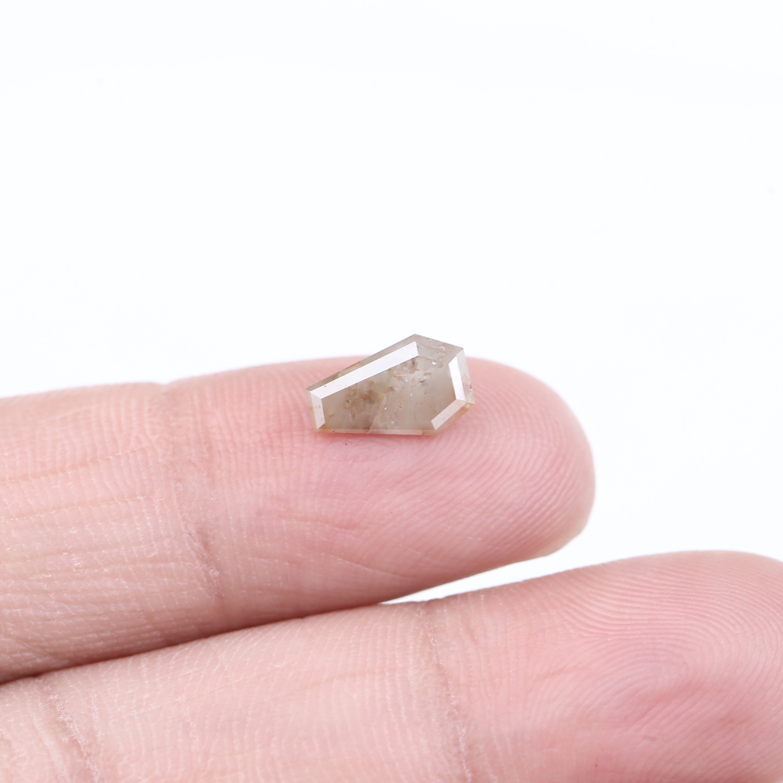 1.12 Carat Natural Salt And Pepper Light Peach Coffin Cut Diamond 9.09 MM