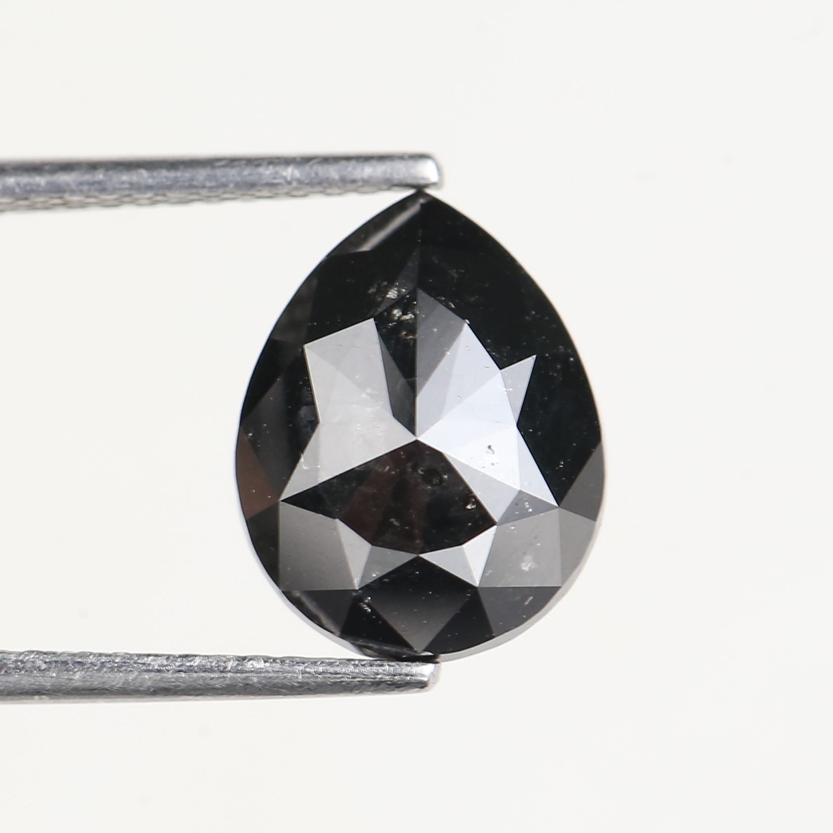 3.71 Carat Natural Pear Salt Pepper Black Diamond 11 MM