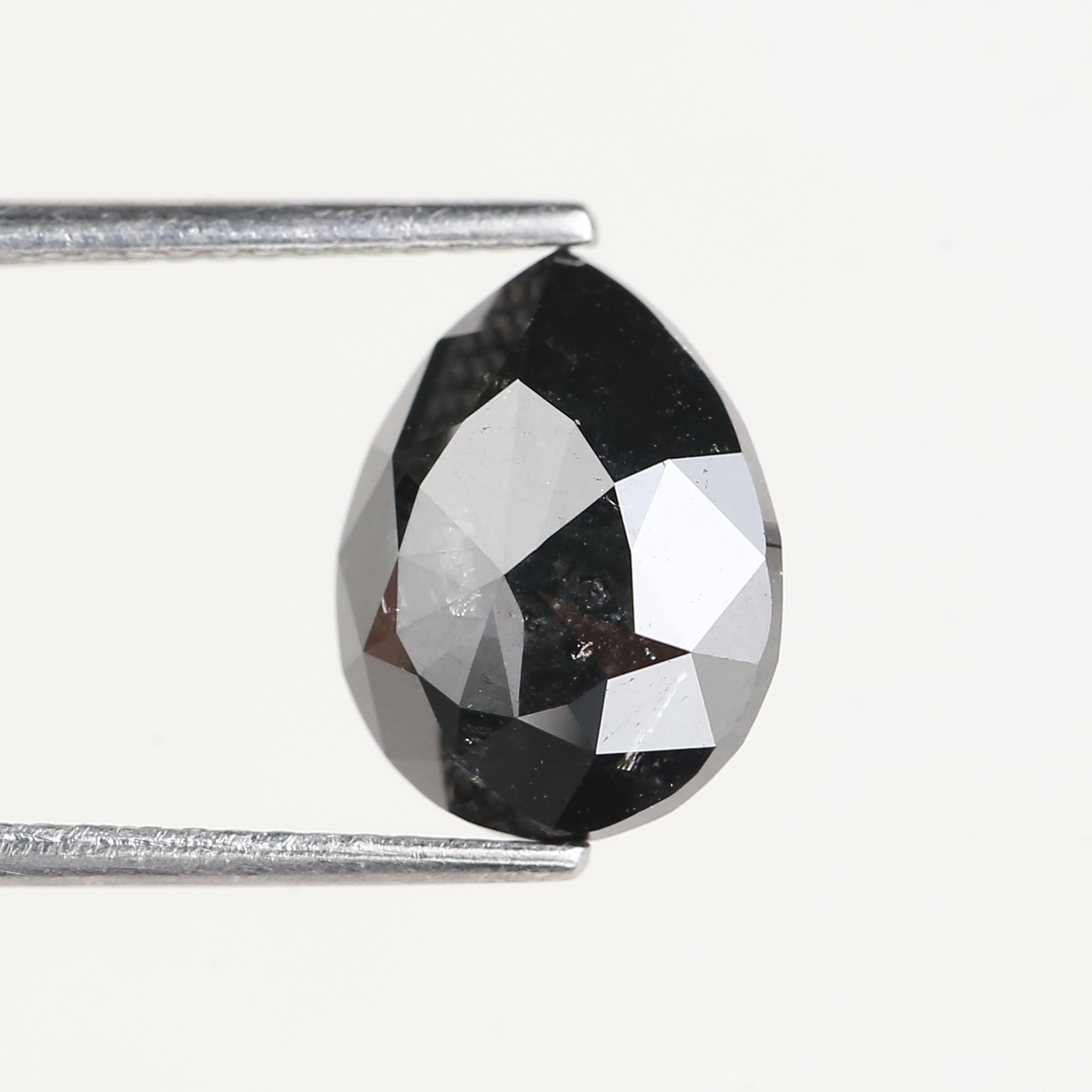 3.71 Carat Natural Pear Salt Pepper Black Diamond 11 MM