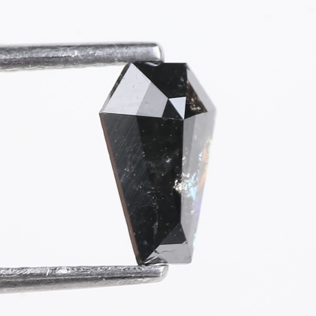 0.71 Carat Natural Black Grey Coffin Cut Salt And Pepper Diamond 8.15 MM