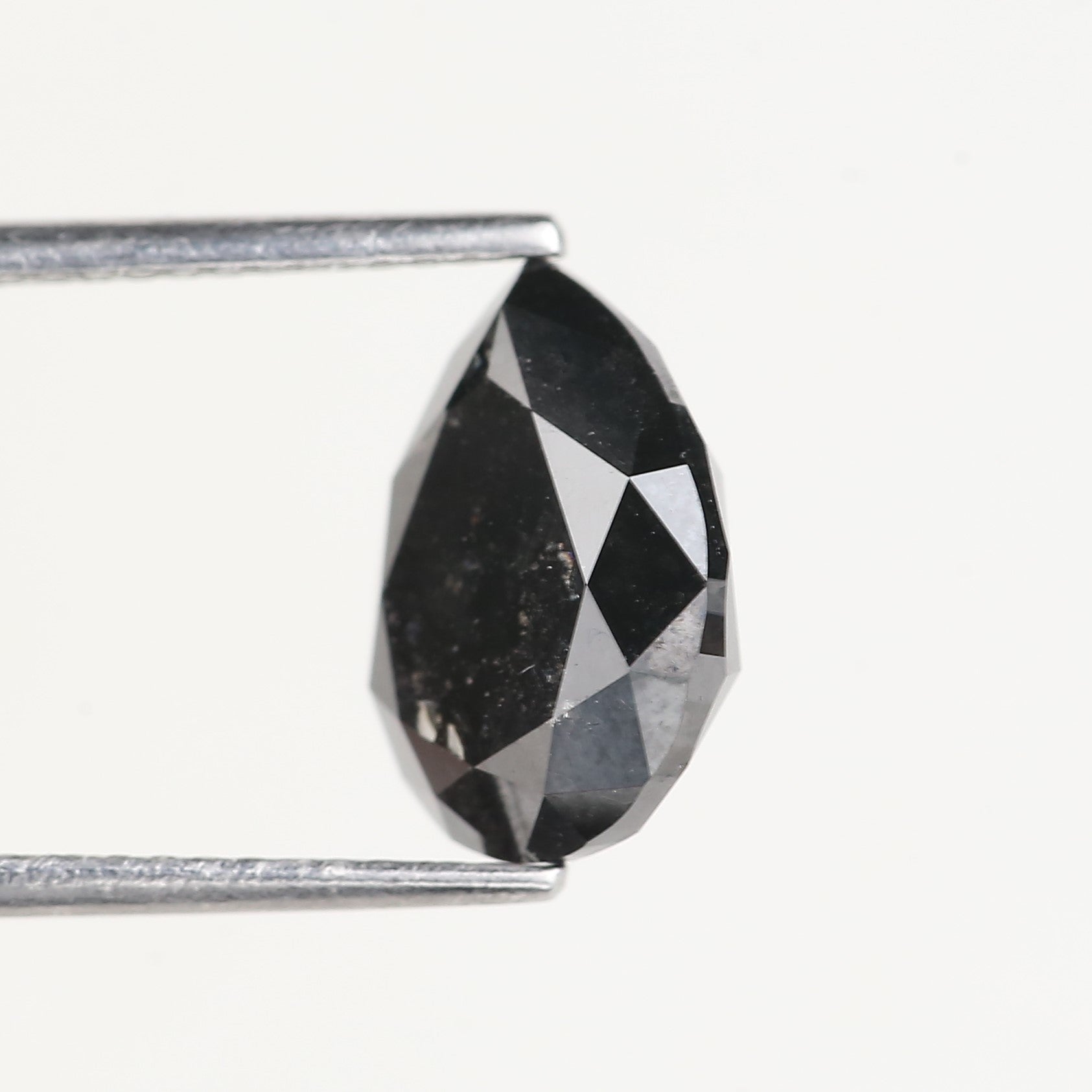 3.71 Carat Natural Pear Salt Pepper Black Diamond 11 MM
