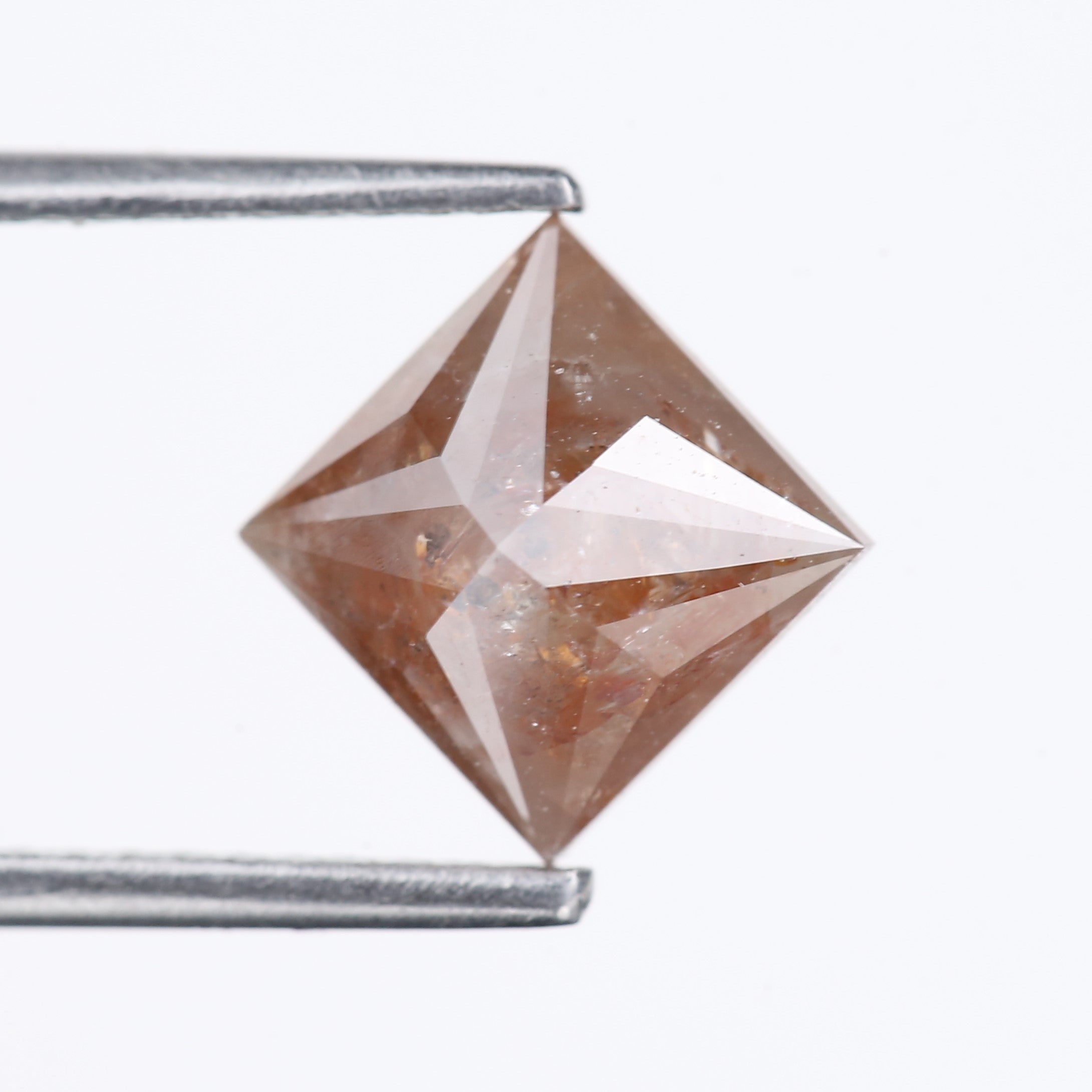 2.14 Carat Natural Peach Orange Princess Cut Salt Pepper Diamond  6.70 MM