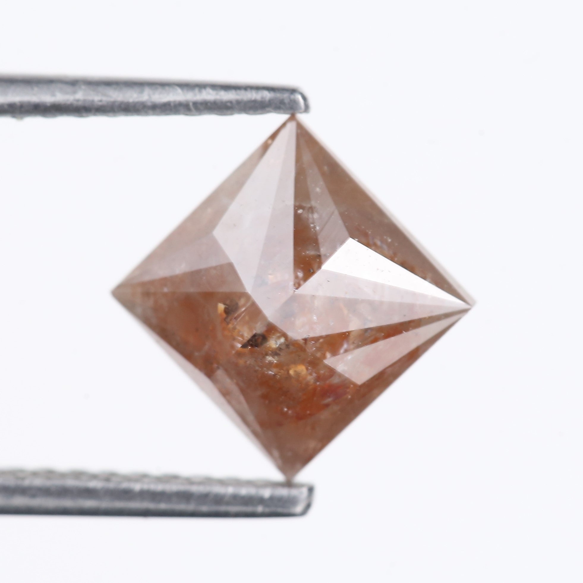 2.14 Carat Natural Peach Orange Princess Cut Salt Pepper Diamond  6.70 MM