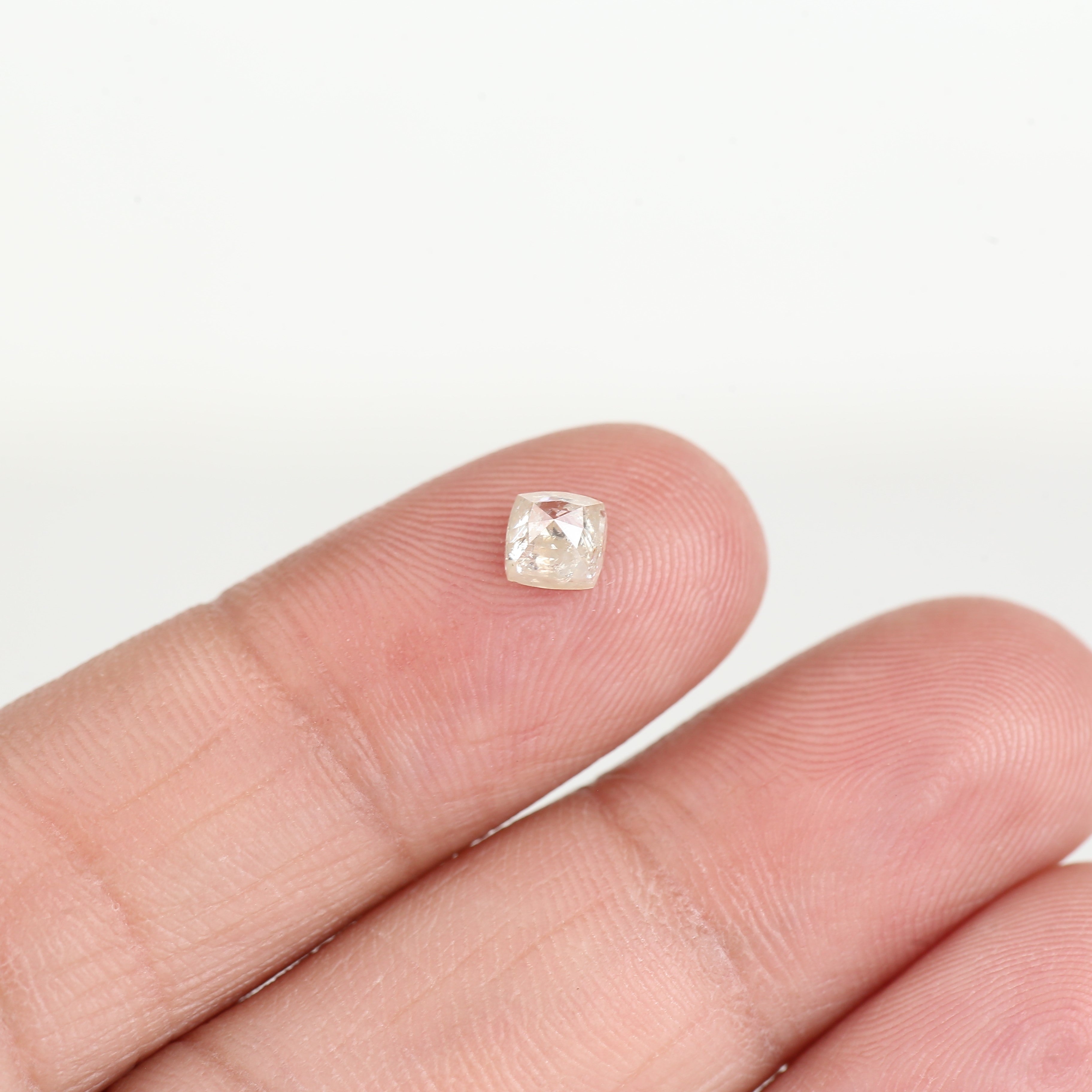 0.49 Carat Square Cushion White Diamond Salt and Pepper 4.4 MM
