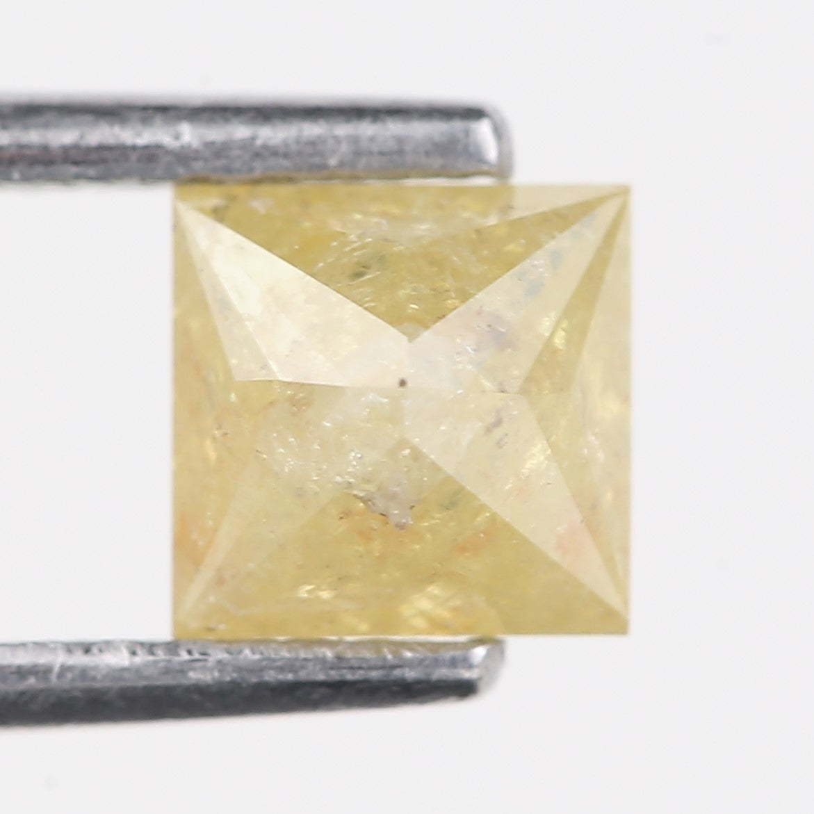 0.90 Carat Natural Salt And Pepper Yellow Princess Cut Diamond 5 MM